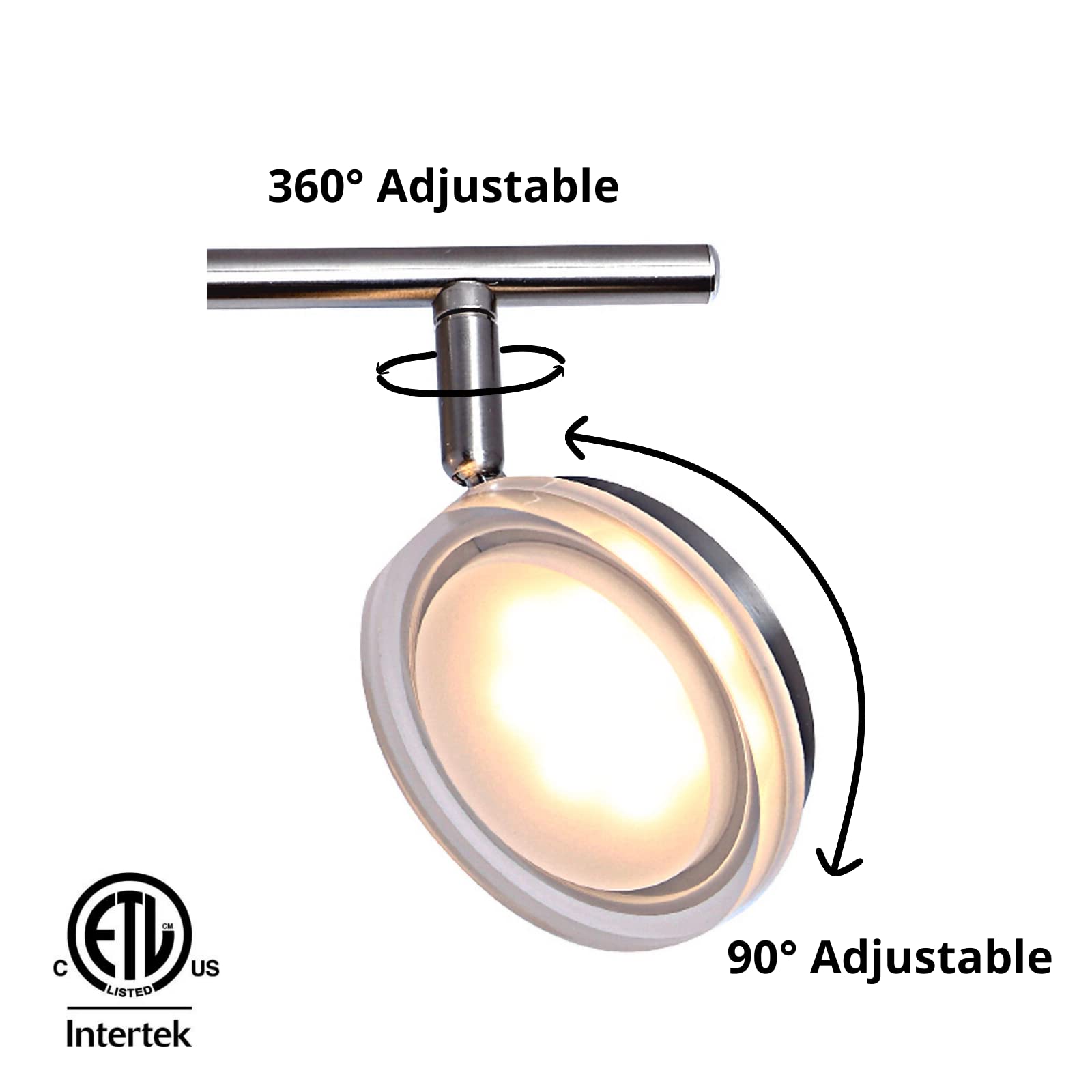 Xtricity LED 3-Light Track Lighting Fixture - Adjustable Swivel Heads, Modern Nickel Finish, 15W 3000K Soft White (1200 Lumens, 120V) - Perfect for Kitchen, Living Room & Retail Spaces