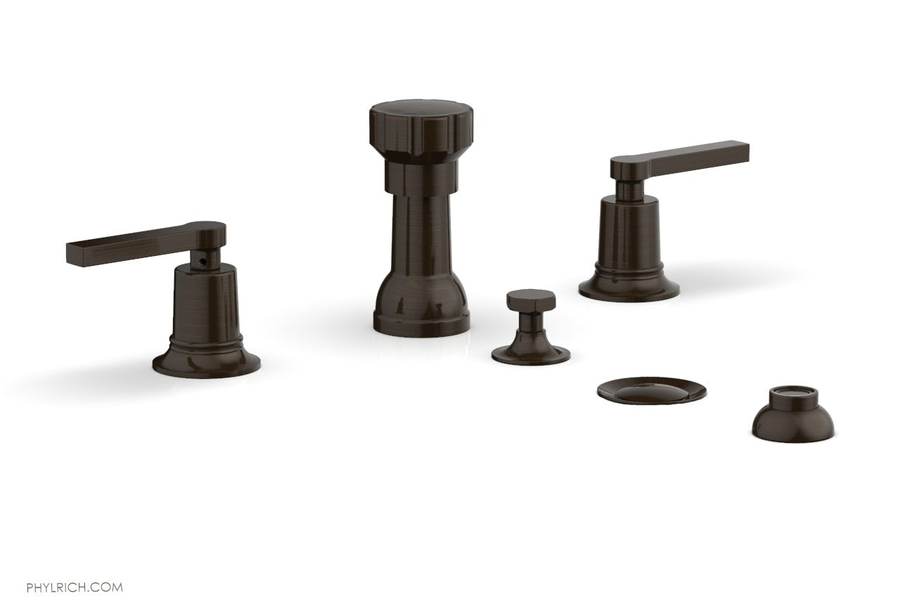 HEX MODERN 4-Hole Bidet Faucet Set with Lever Handles - Matte Black Finish - Model 501-61 - Perfect for Bathroom Renovation & Modern Toilet Upgrades