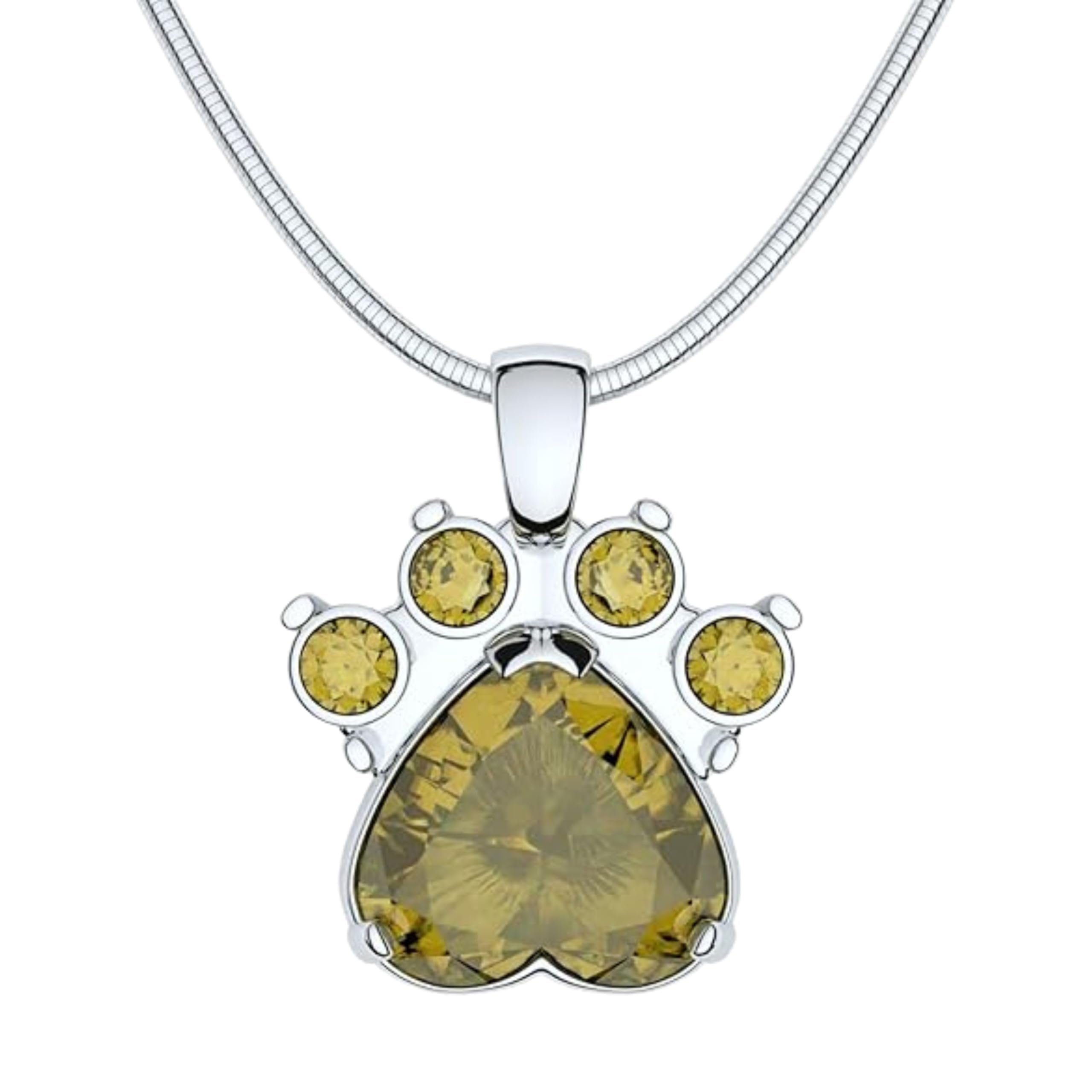 Maya's Grace Birthstone Paw Print Pendant Necklace for Women - Genuine Rhinestone & Gemstone Jewelry - Perfect Gift for Pet Lovers, Mothers Day, Birthday & Anniversary