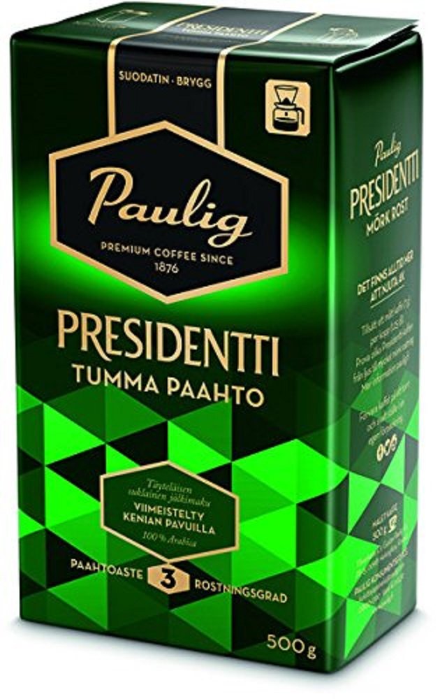 Paulig Presidentti Dark Roast Premium Filter Blend Ground Coffee - 500g (12 Bags) | Rich & Smooth Finnish Coffee for Home Brewing, Office Use & Gifts