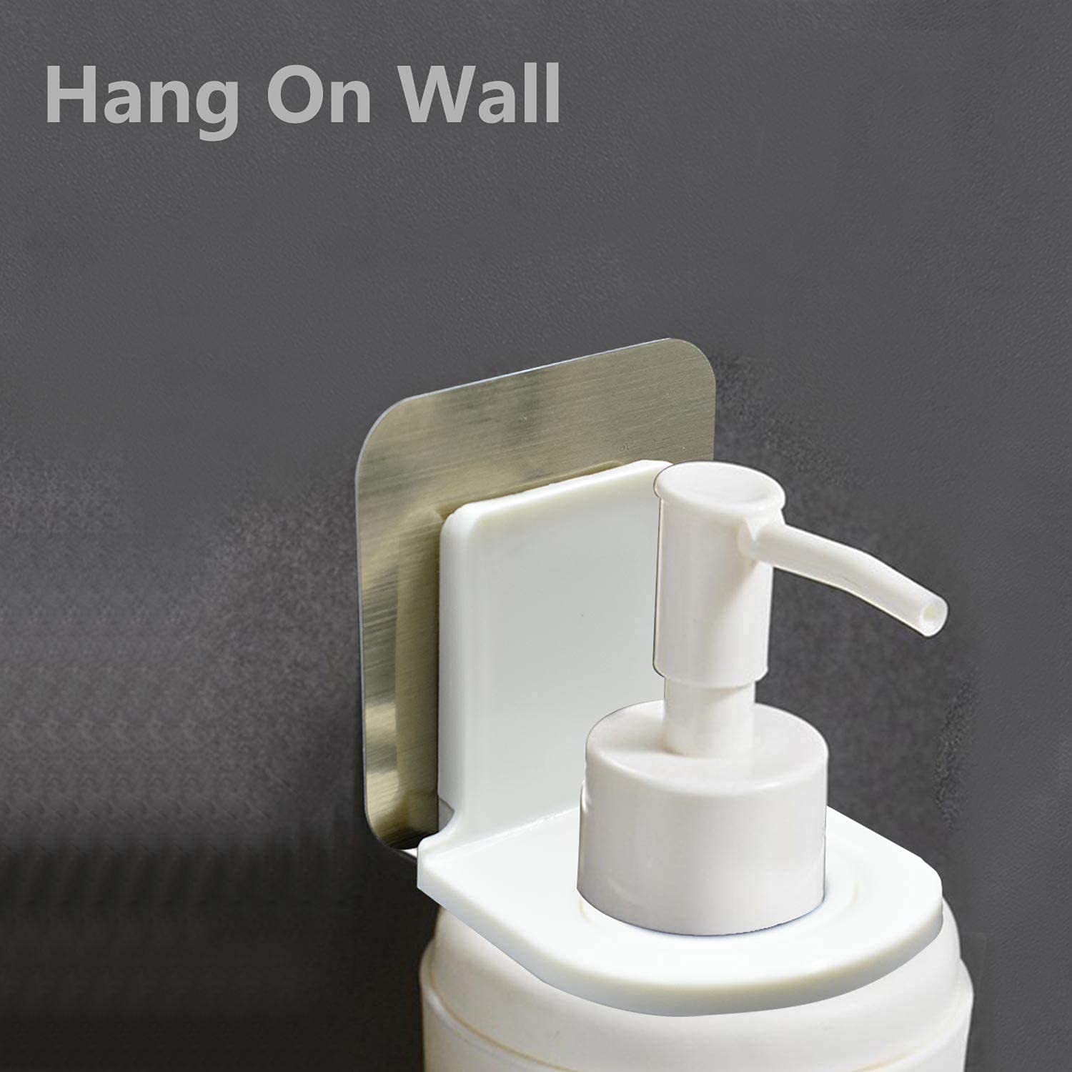 SQUICKLE 2-Pack Wall Mounted Bottle Hook Holder - Self Adhesive Suction Cup Hook for Shampoo, Hand Soap & Sanitizer Dispensers - Strong Sticky Magic Sticker for Bathroom, Kitchen & Shower Organization (Perfect for Small Spaces & Clutter-Free Home)