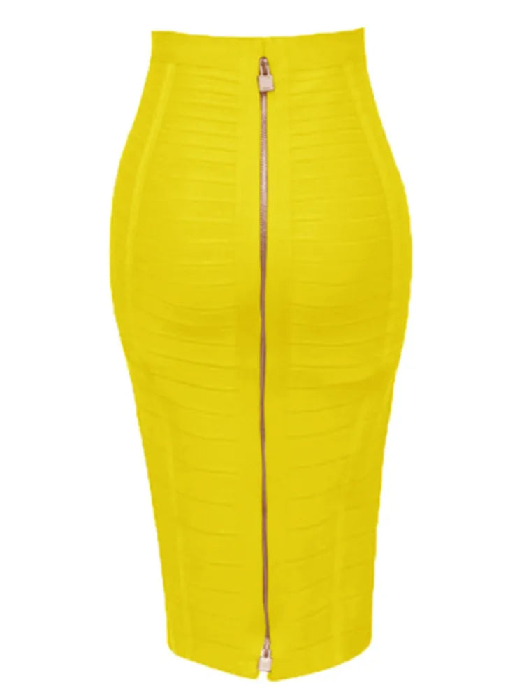 13 Colors Plus Size XL XXL 58cm Women's Sexy Zipper Bandage Skirt - Black Blue Orange Red Rayon A-Line Designer Skirt | Perfect for Clubwear, Night Out, Date Night & Party Outfits