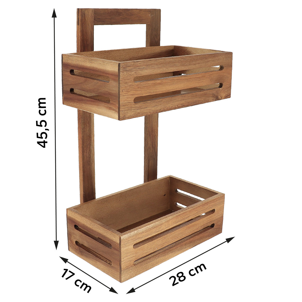 Clever Shelf Acacia Two-Tier Storage Organizer - Perfect for Kitchen, Bathroom & Office Organization