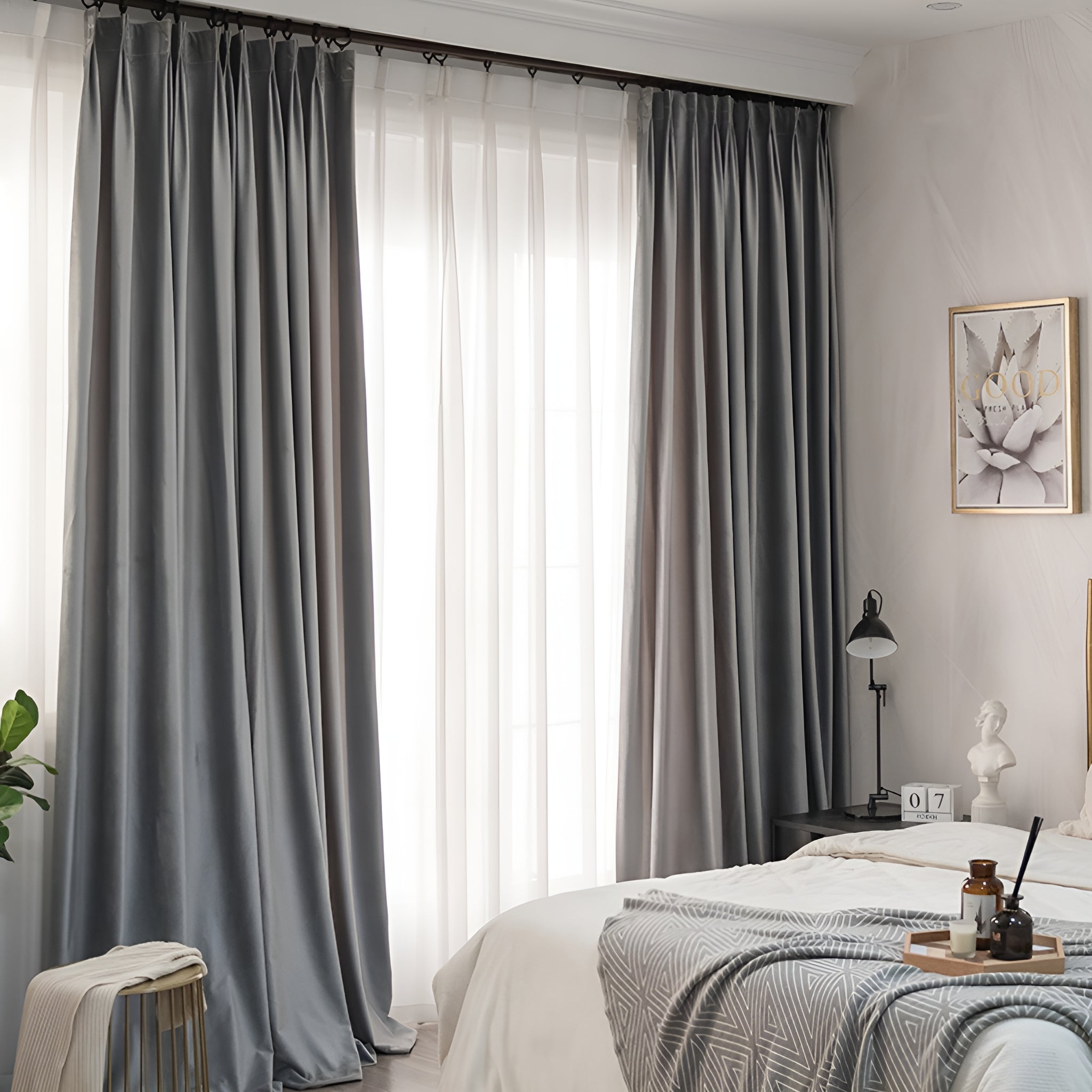 Blackout Curtains for Bedroom - Blakely Velvet Room Darkening Custom Drapes, Thermal Insulated & Noise Reducing Window Treatments for Home, Office, Nursery (100% Light Blocking) - Perfect for Shift Workers & Light Sleepers