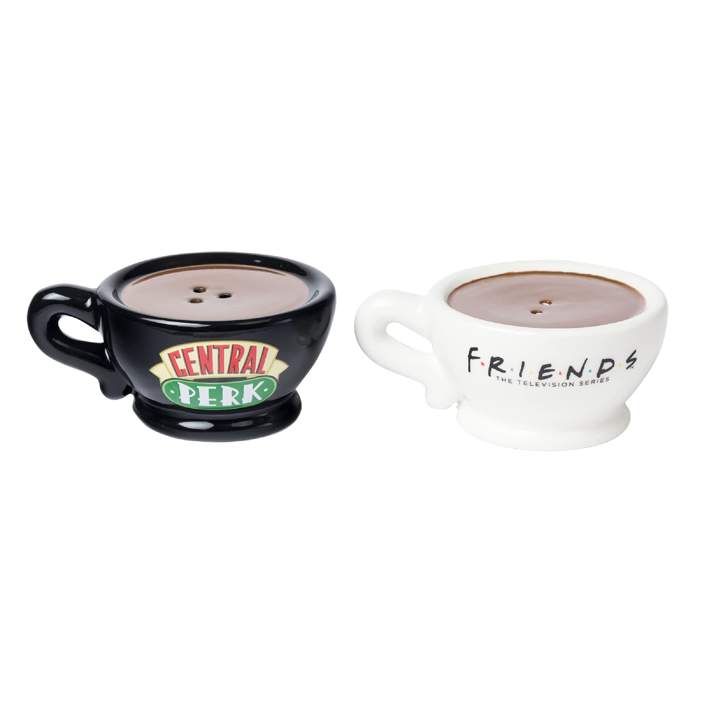 Friends Central Perk Ceramic Salt and Pepper Shakers Set - Silver Buffalo TV Show Themed Kitchen Spice Dispensers - Perfect for Coffee Lovers & Sitcom Fans Gift