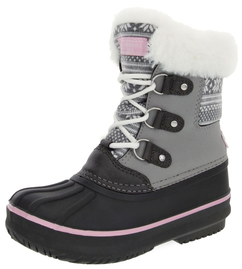 London Fog Girls' Warm Lined Snow Boots for Cold Weather - Winter Play & School