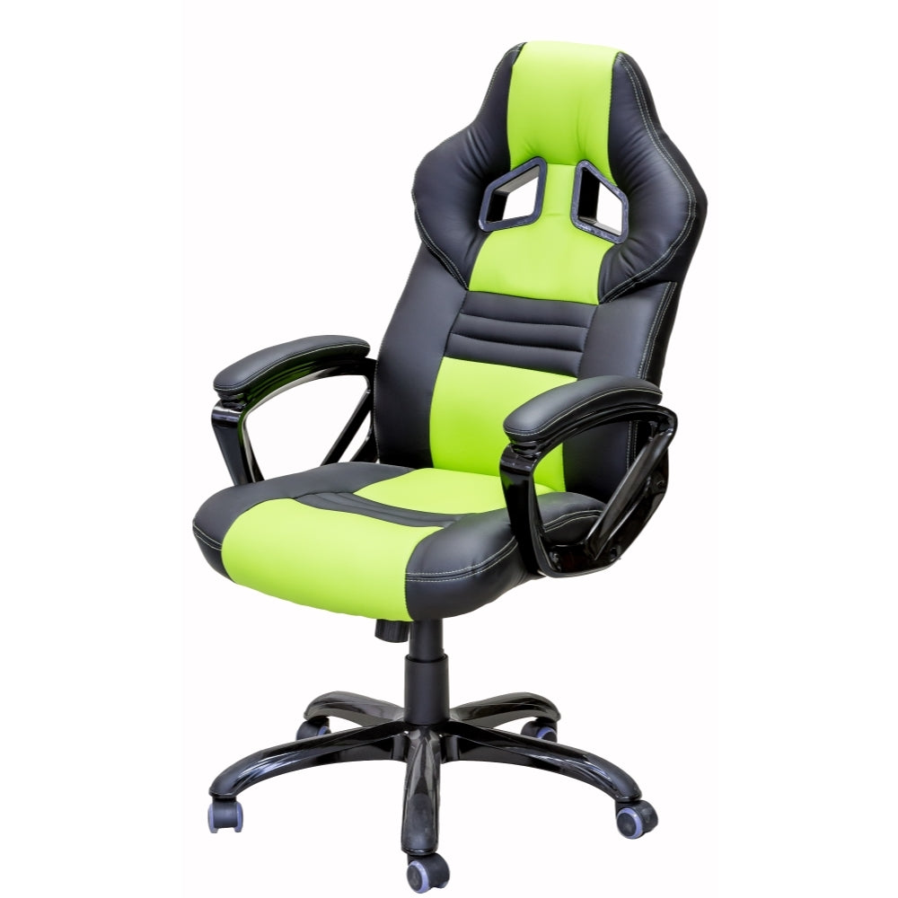 PRO X SERIES 8706 Ergonomic Gaming Chair - Black & Green - High Back Racing Style with Lumbar Support for PC, Office & Esports Gamers
