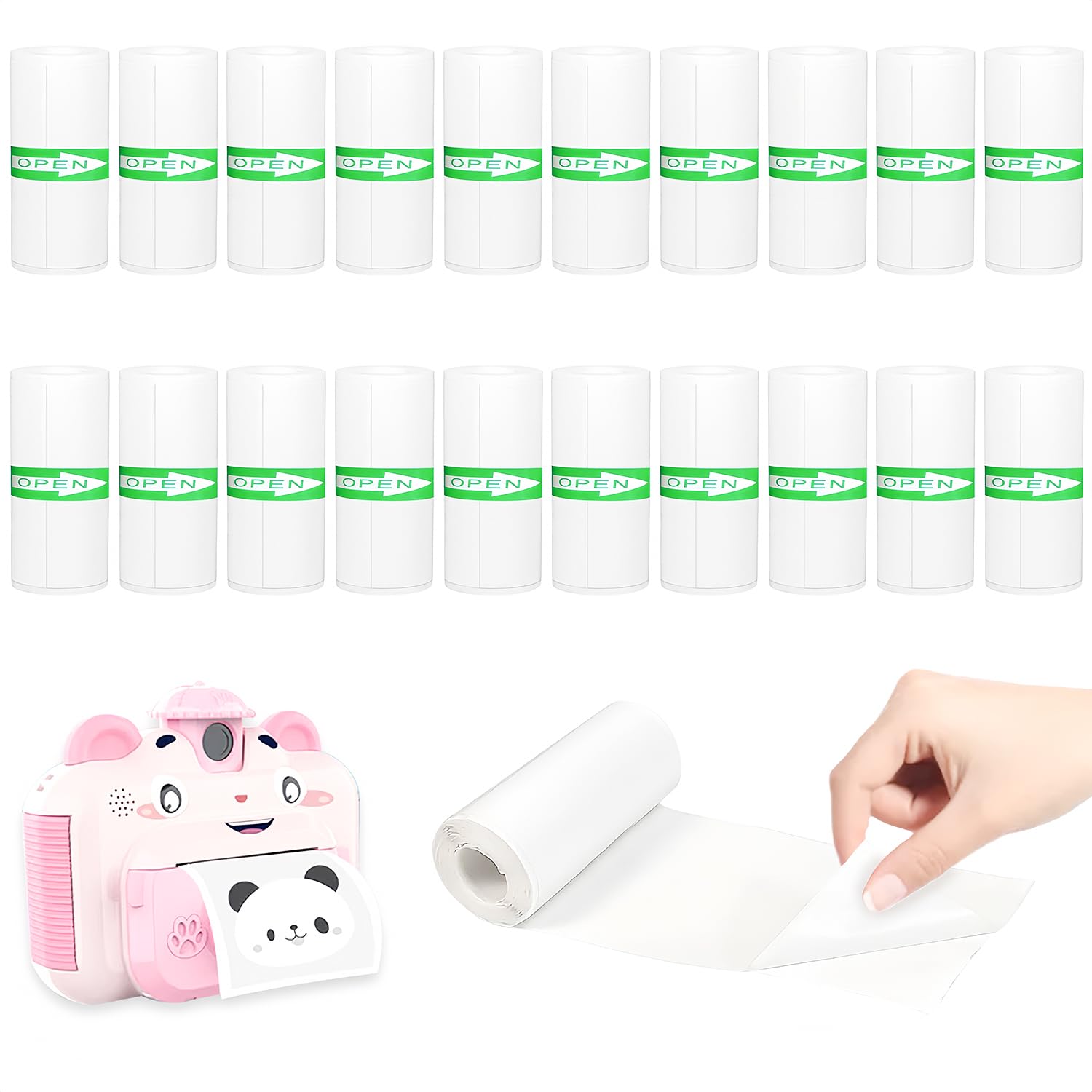 20 Roll Mini Thermal Printer Sticker Paper 57x25mm - Self Adhesive Printable Sticker Rolls for Kids Instant Camera, Photo Journal, Notes & Memos - Perfect for Labeling, Organizing & DIY Crafts