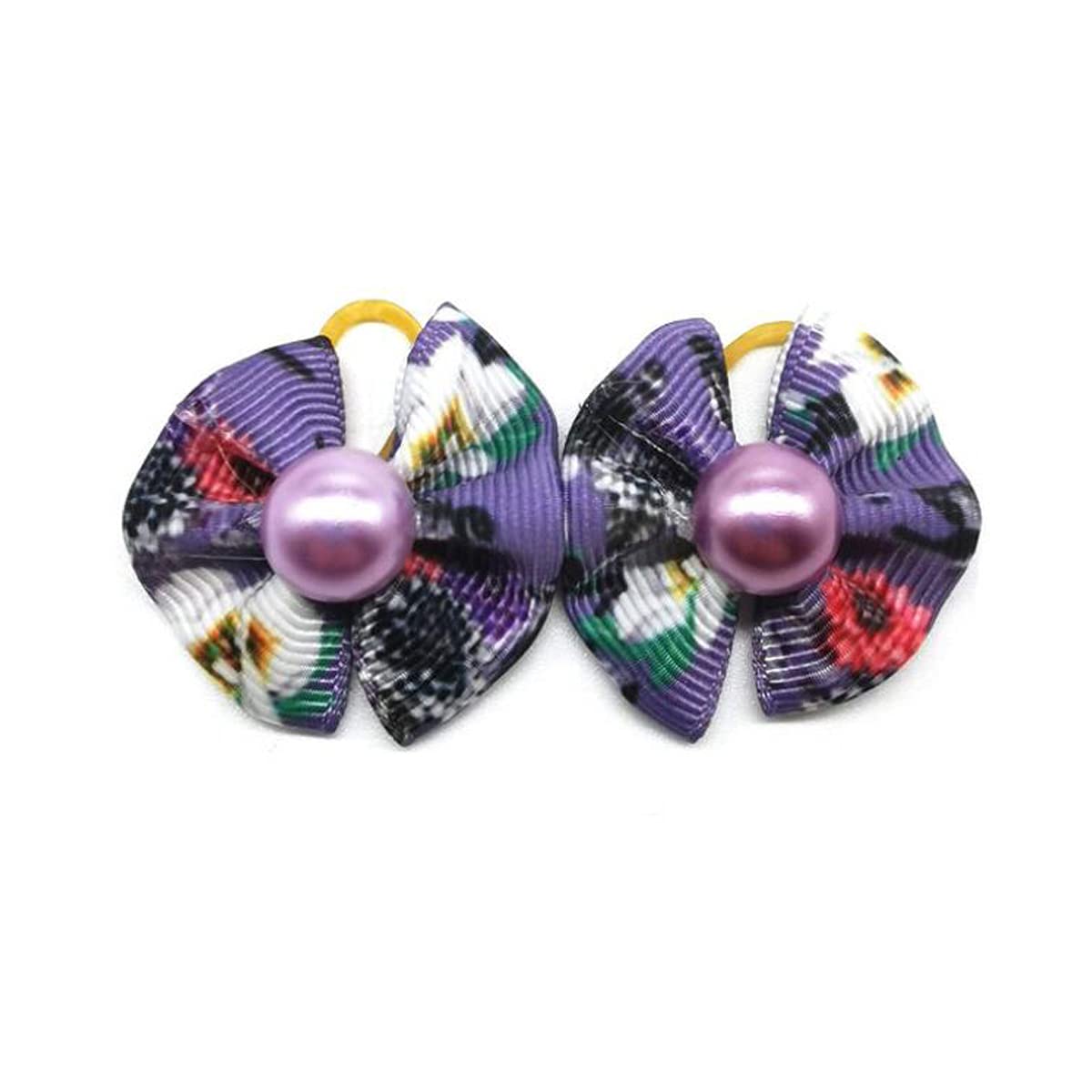 50 Pcs Pet Hair Bows with Rubber Bands - Dog Accessories for Holidays & Parties (Mixed Colors)