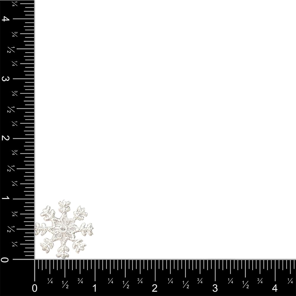 Small Silver Snowflake Embroidered Iron-On Patch (White) - DIY Clothing Accessory for Jackets, Hats, Bags & Winter Crafts