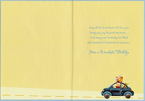 Grandson Birthday Card - Boy and Dog in Blue Car Design - Perfect for Grandson's Birthday, Father's Day & Special Occasions
