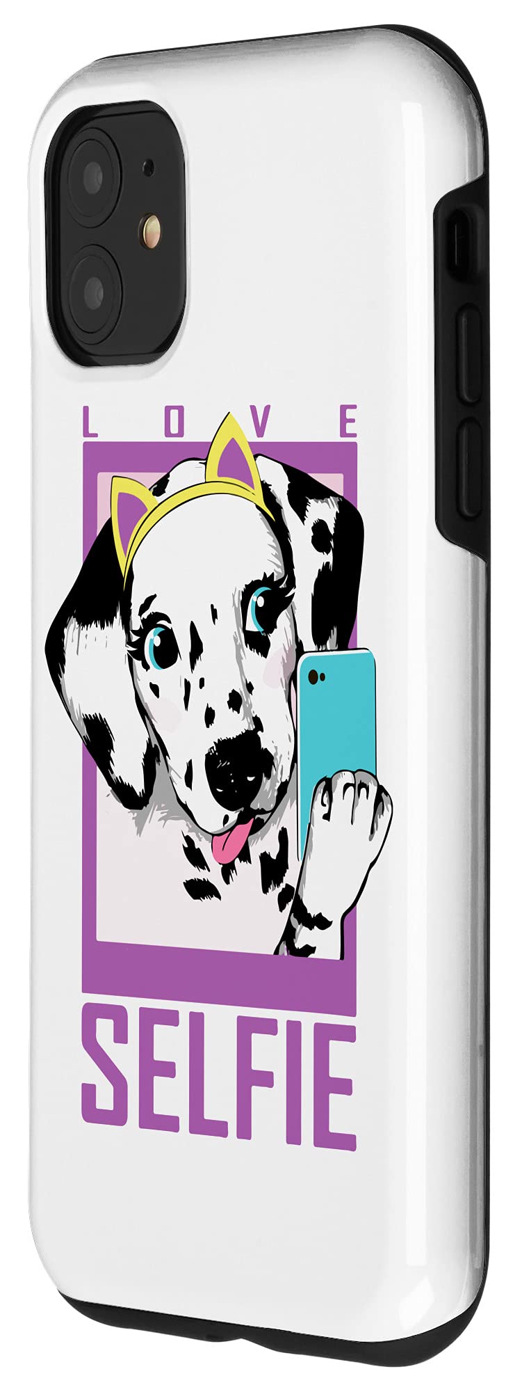 **iPhone 11 Case for Girls - Cute Dalmatian Dog & Cat Ears Design - Trendy Selfie Cover for Kids & Teens - Perfect for School, Parties & Everyday Use**