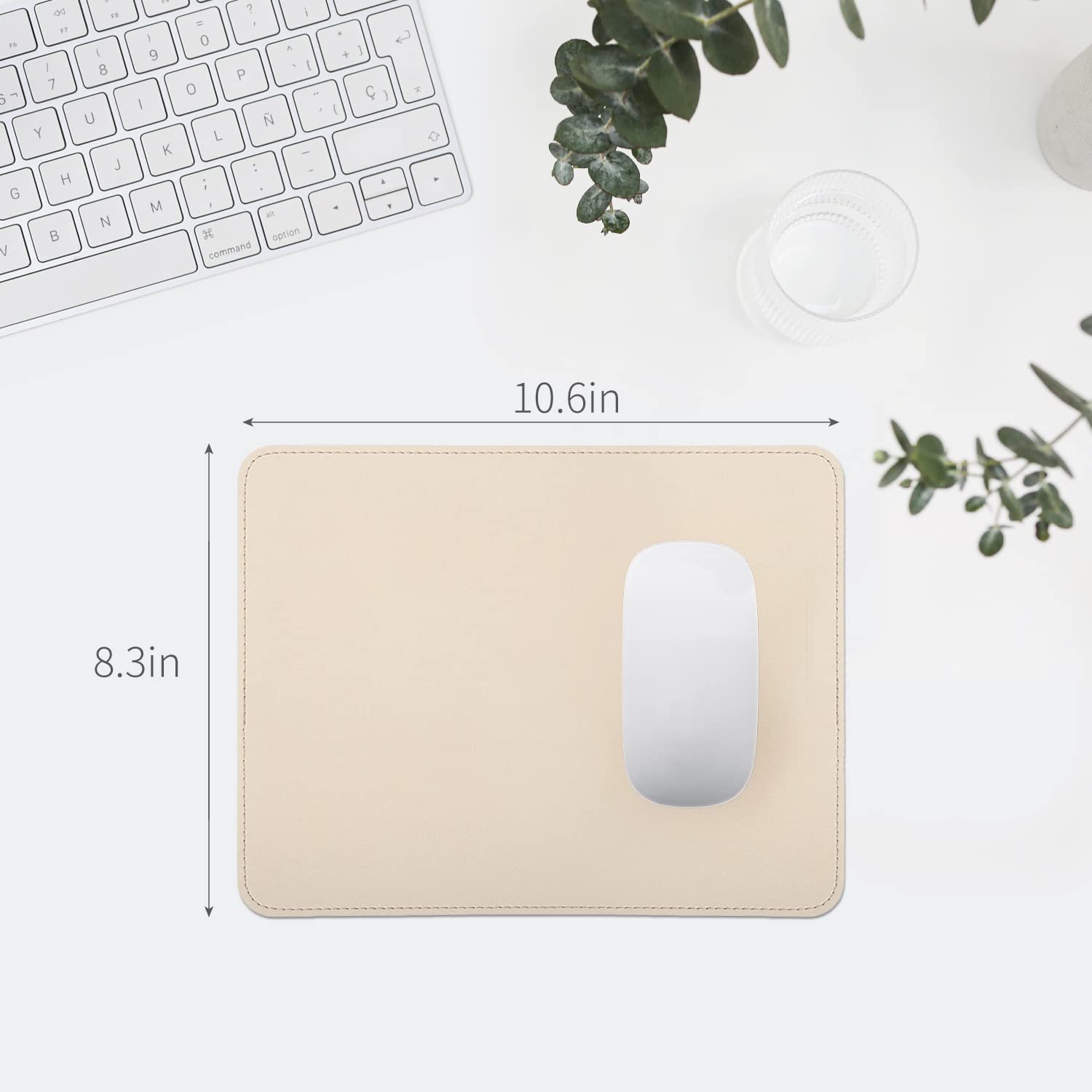 RENMTURE Dual-Sided Mouse Pad - Natural Cork & Faux Leather Desk Mat for Office & Home, 8