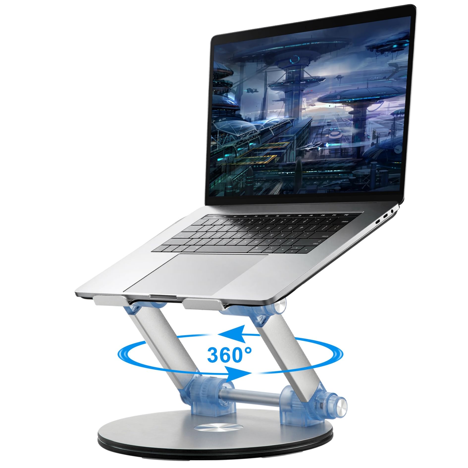 360° Swivel Laptop Stand Base - Adjustable, Foldable, Anti-Skid, Ergonomic Notebook Mount for iPad & All Laptops, Ideal for Home Office & Remote Work