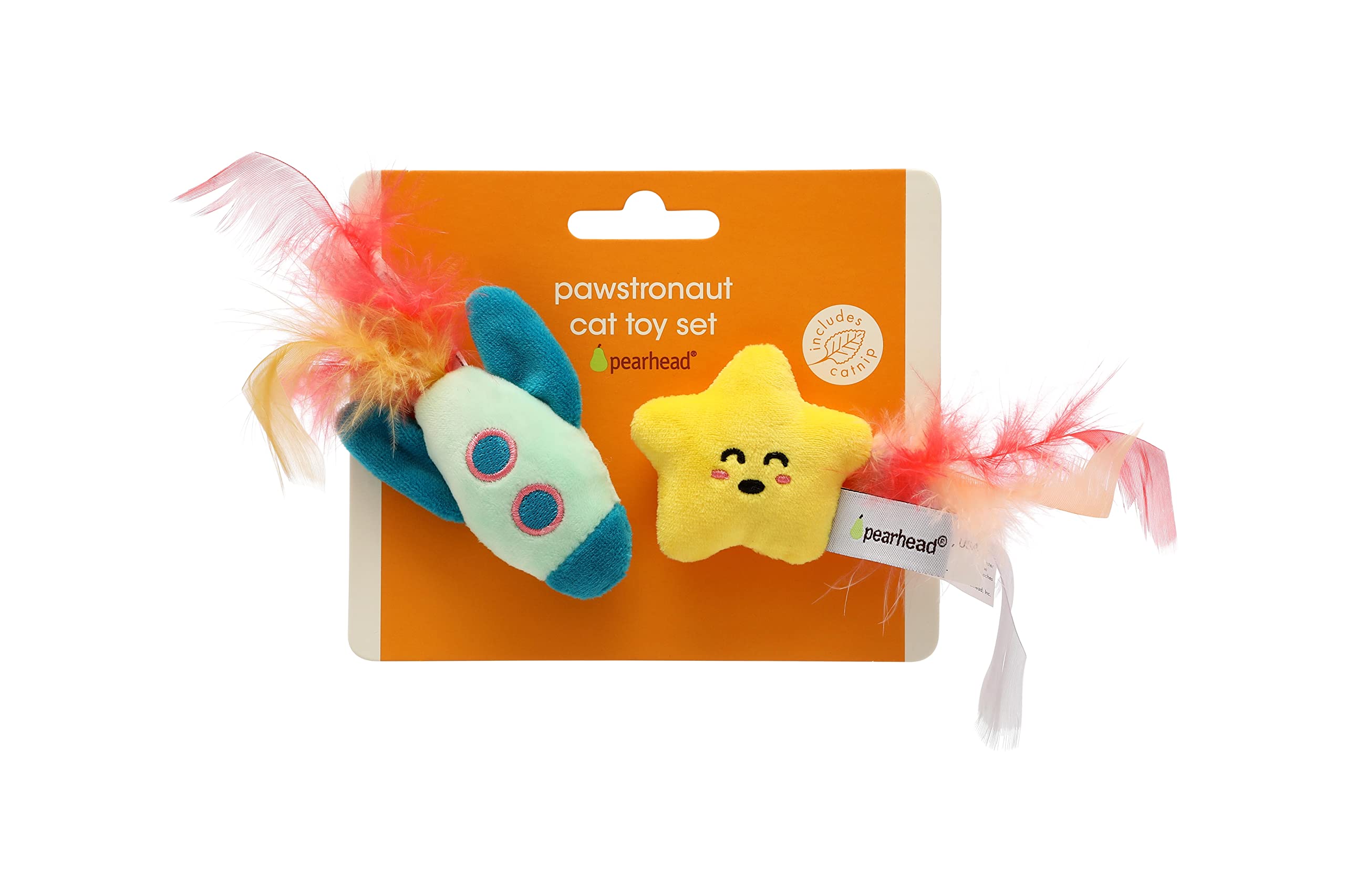 Pawstronaut Cat Toy Set with Feather Teaser & Rattle - Fun Playtime for Cats