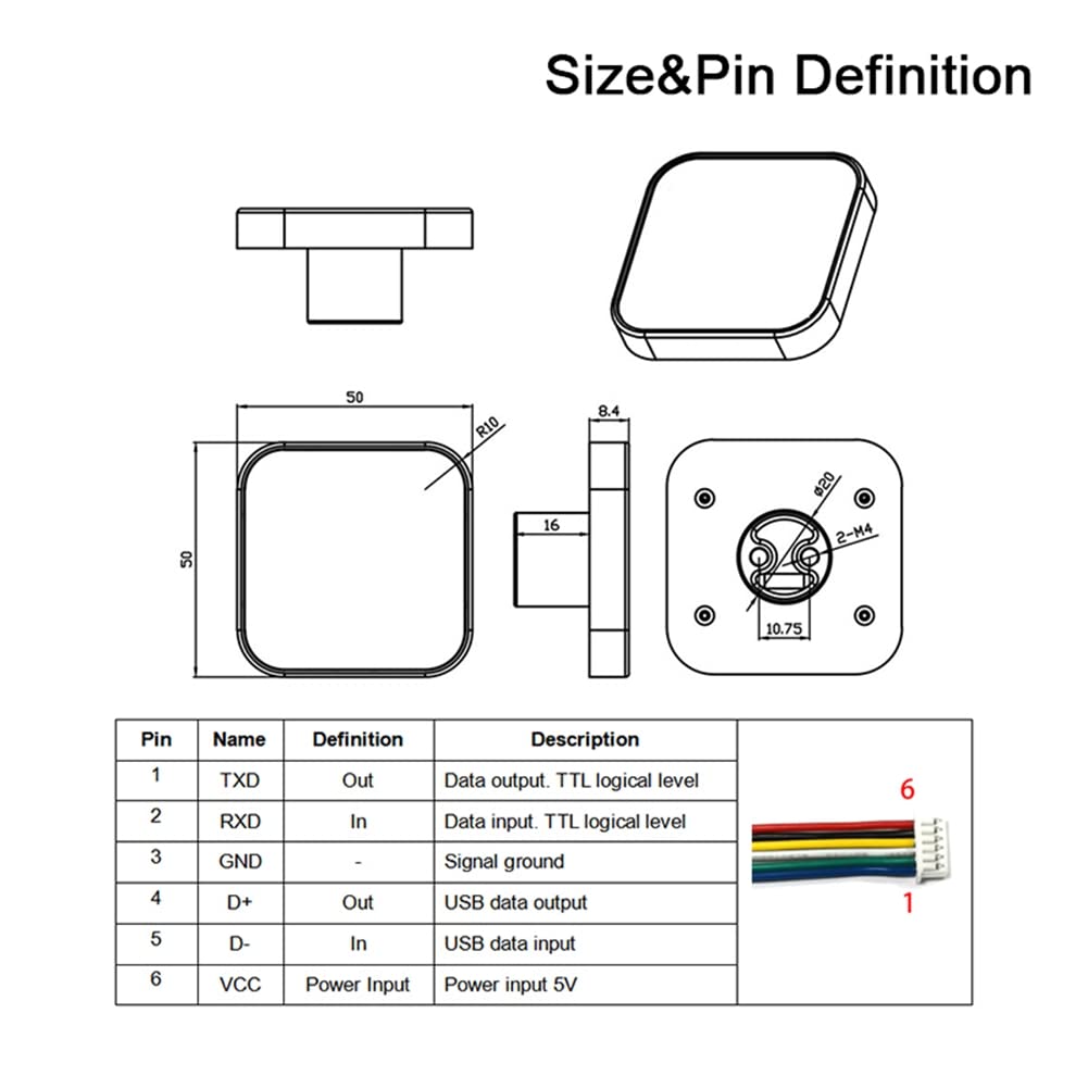 XIDIT USB/UART QR Code Scanner Module - Metal Barcode Reader for Windows with PDF417 Support | Ideal for Retail, Warehouse & POS Systems