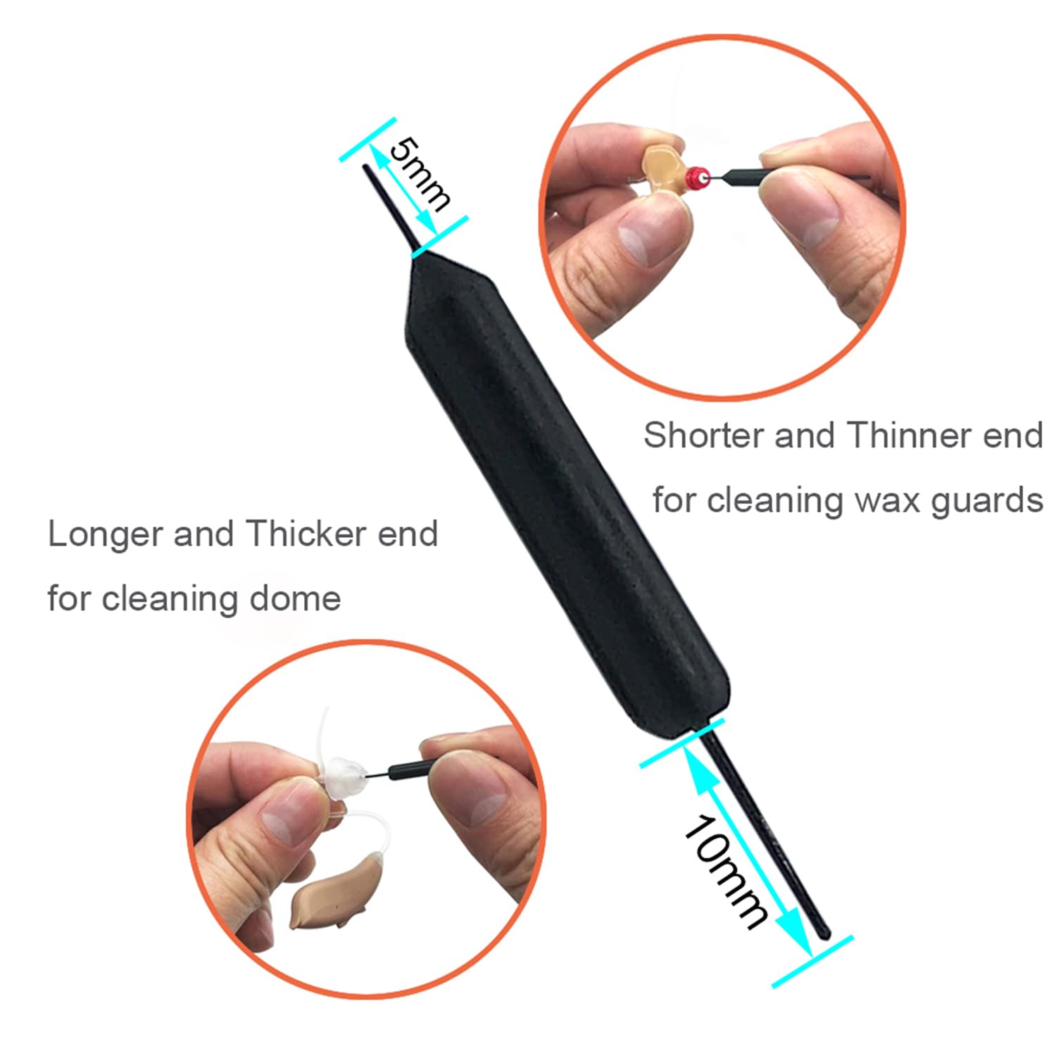 Oticon Mini RITE Hearing Aid Domes 10mm - Replacement Kit with Brush & Case for Comfort & Hygiene