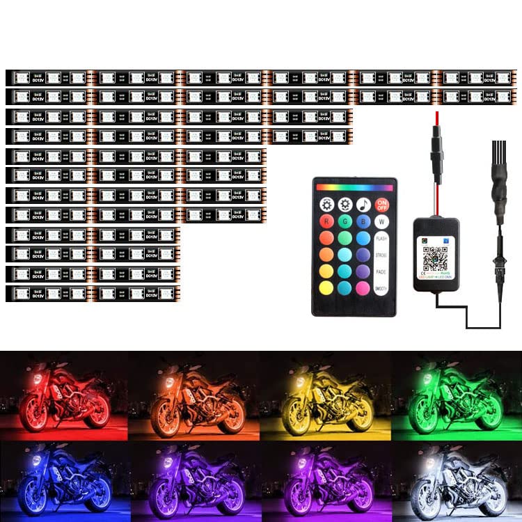 ZvtoKanp Motorcycle Rock Lights - 12PCS RGB LED Neon Accent Lights with Wireless APP & IR Remote Control, Waterproof 12V Atmosphere Lighting Kit for Motorcycles, ATVs, UTVs - Perfect for Night Riding, Off-Road Adventures & Vehicle Customization