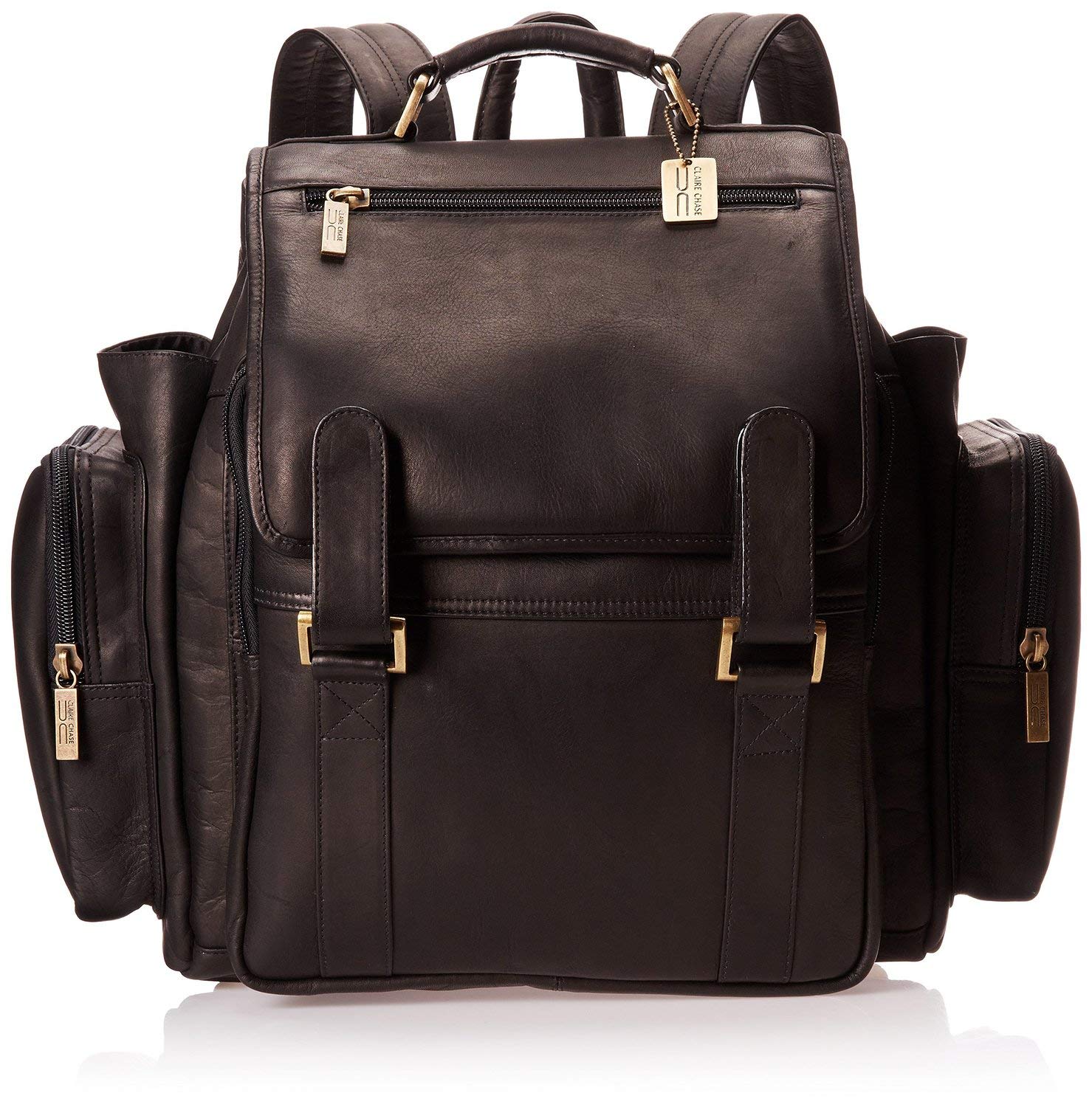 Claire Chase Jumbo Leather Small Laptop Backpack for Women & Men - 15.6 Inch Waterproof Business Travel Backpack - Stylish Work Commuter Bag for Office, College, Airplane & Daily Use