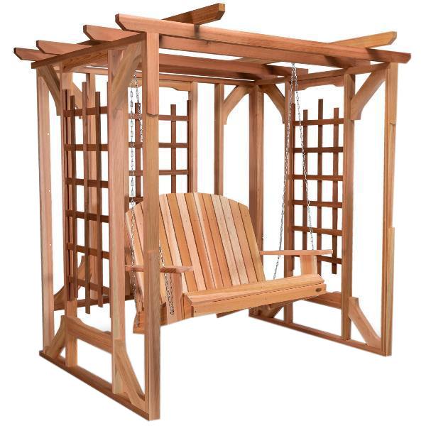 Premium Cedar Wood Pergola Swing Set for Outdoor Patio, Garden & Backyard - Heavy Duty Canopy Shade, Weather-Resistant, Perfect for Relaxing & Lounging