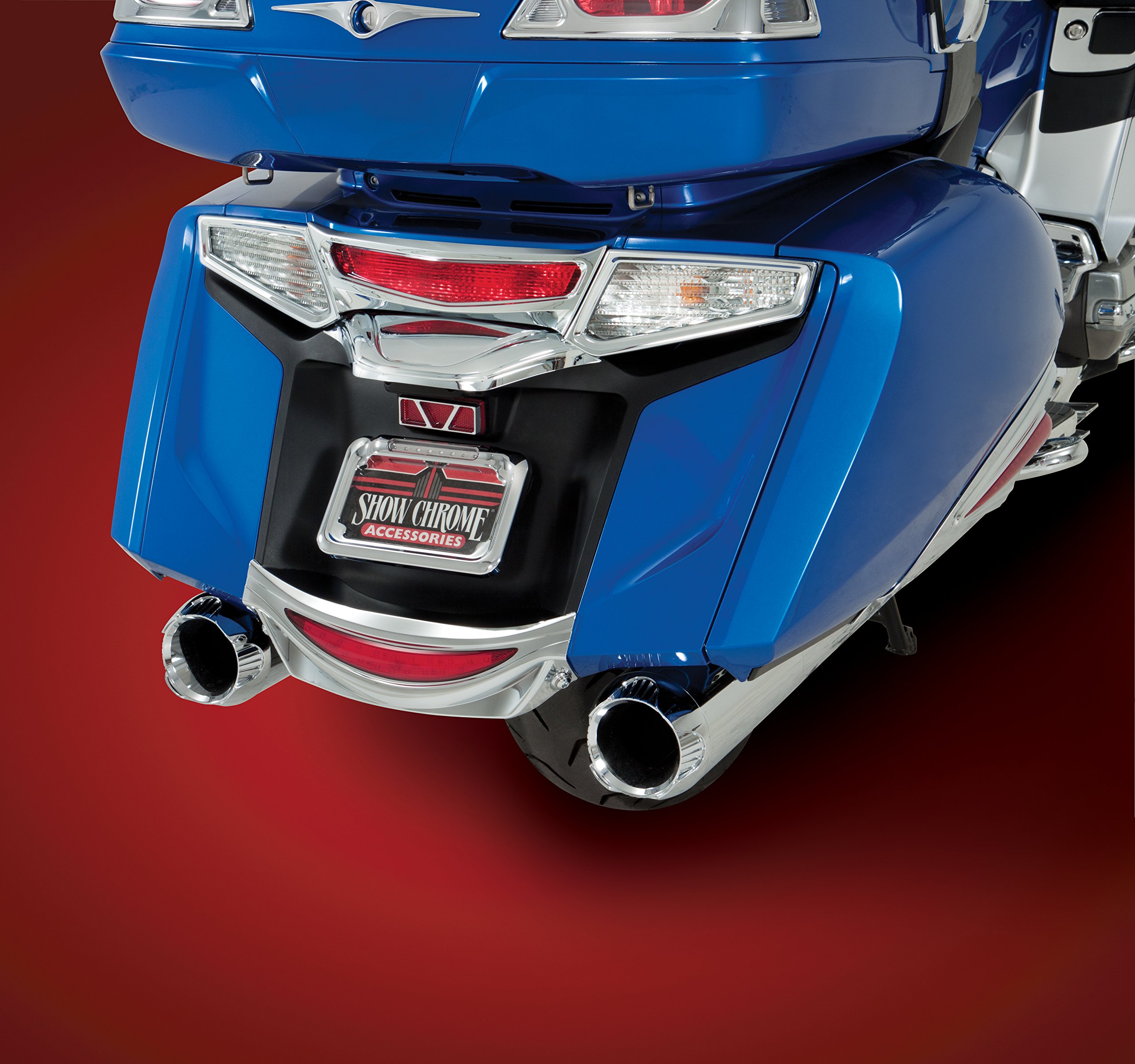 Show Chrome Accessories 52-827 Motorcycle License Plate Cover Trim for Honda Goldwing GL1800 (2012-2017) - Durable Chrome Plated Frame, Easy Installation, Weather Resistant - Perfect for Customizing & Protecting Your Bike's Rear Plate