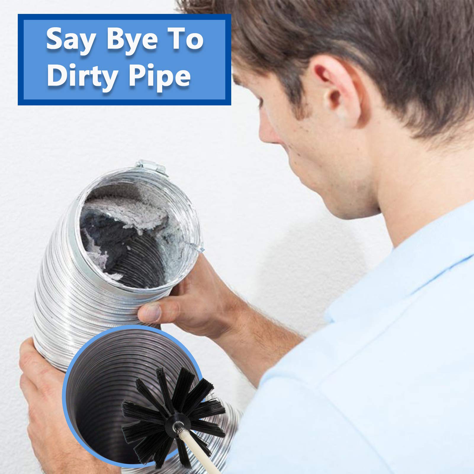 Dryer Vent Cleaner Kit - 20ft Lint Remover with Brush for Duct Cleaning (Drill Compatible) - Home Maintenance