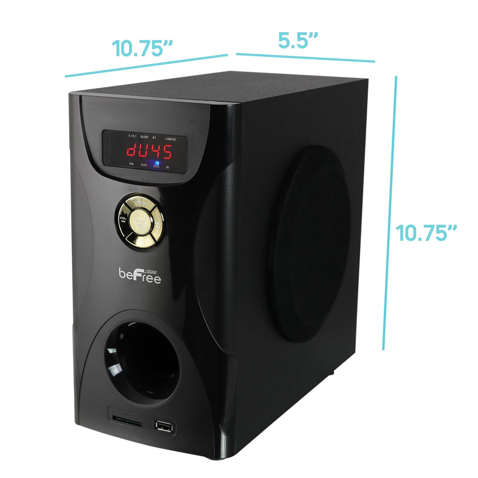 beFree Sound 5.1 Channel Surround Sound Bluetooth Speaker System - Wireless Home Theater Audio for Movies, Music & Gaming - Black