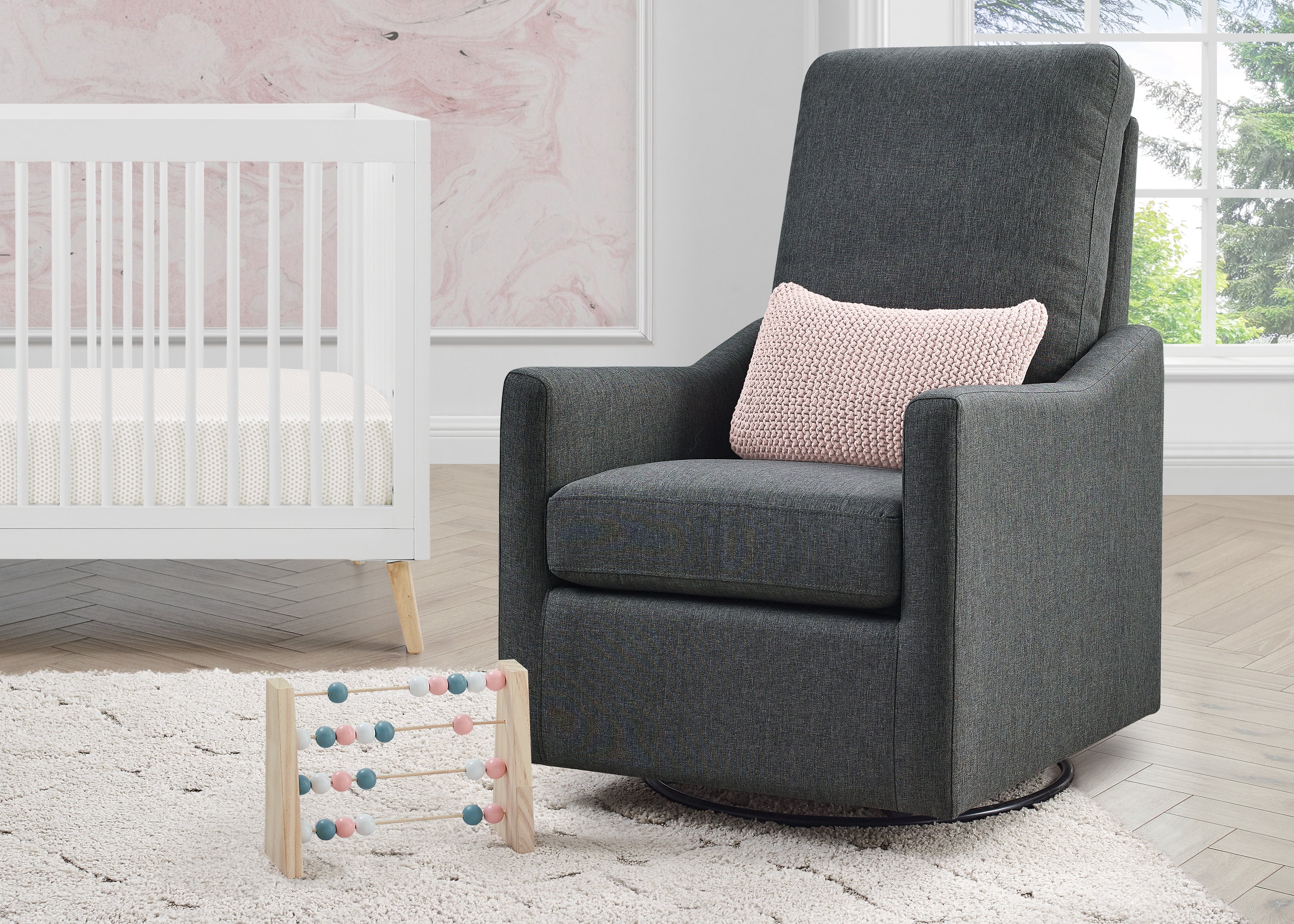 Adley Nursery Glider Swivel Rocker Chair - Comfortable Baby Rocking Chair for Nursery, Breastfeeding & Relaxation - Perfect for Nurseries, Bedrooms & Living Rooms