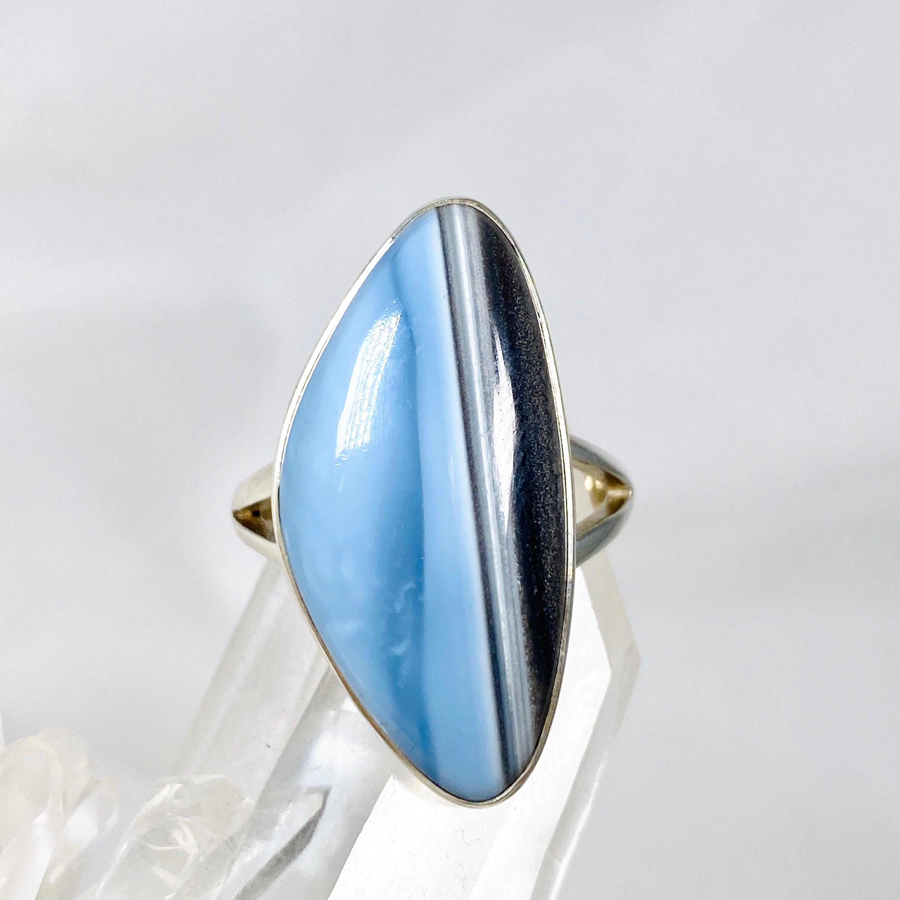 Owyhee 'Blue Opal' Freeform Sterling Silver Ring Size 9 - KRGJ2327 | Handmade Bohemian Jewelry for Women, Perfect for Weddings & Special Occasions