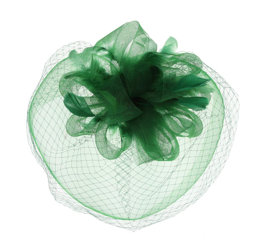 Elegant Mesh Veil with Feathered Loop Flower Fascinator Headpiece - Perfect for Weddings, Tea Parties, and Vintage Fashion Events