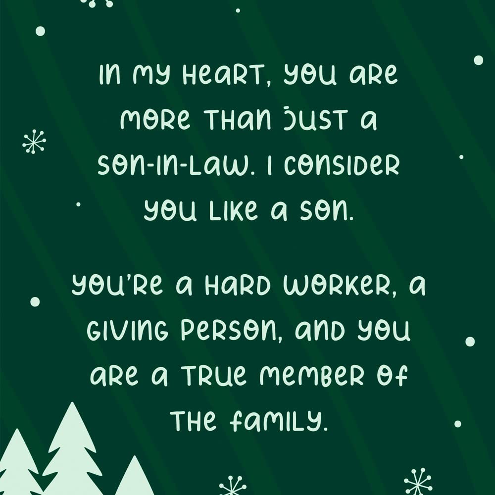 Premium Christmas Card for Son-in-Law - Eco-Friendly 5x7.75 Inch Greeting Card with Thick Cardstock & Envelope - Made in USA - Perfect for Holiday Gifts, Family Celebrations & Festive Mailings