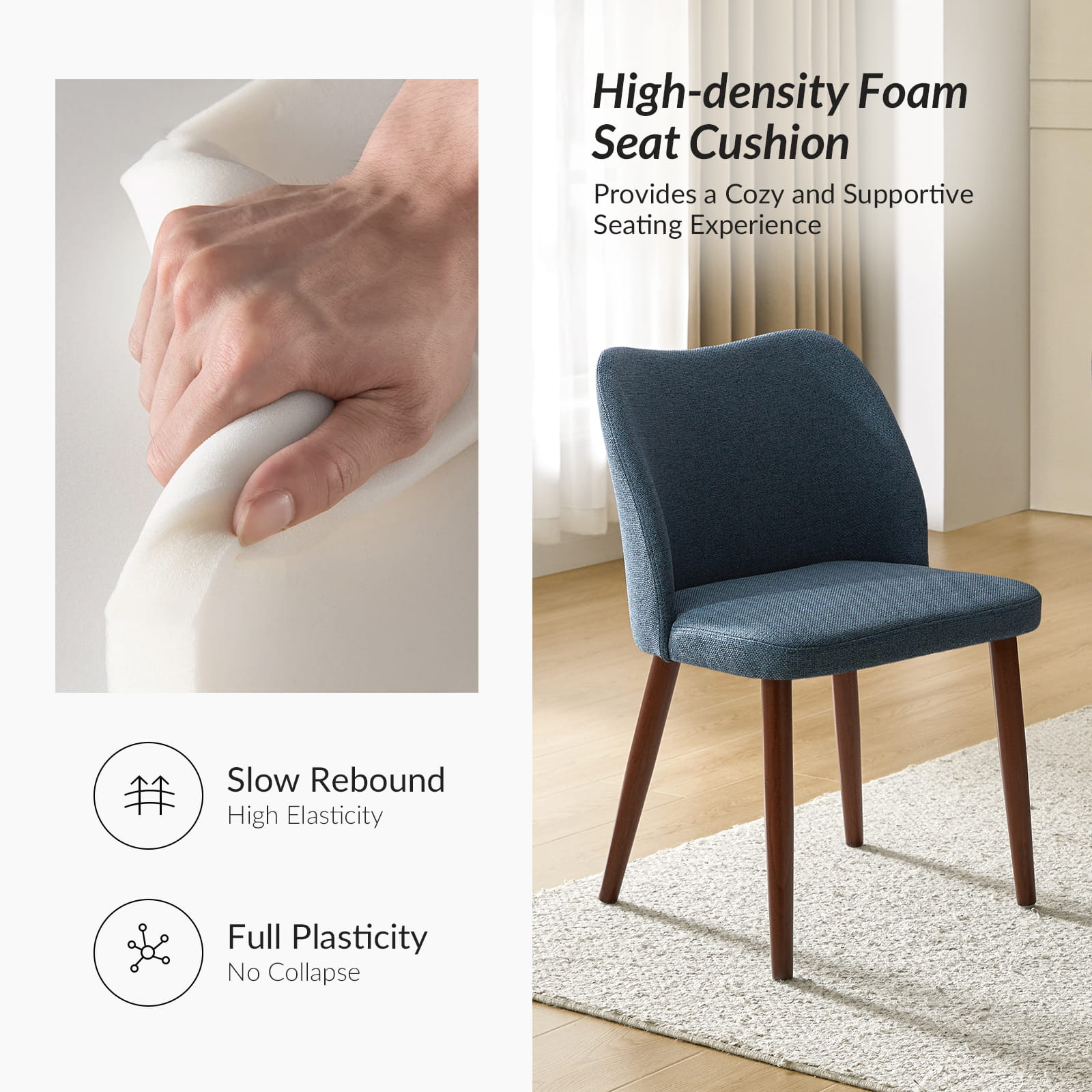 Mid Century Modern Upholstered Dining Chairs - Diana Collection | Stylish Upholstered Side Chairs for Kitchen, Dining Room & Office | Comfortable & Elegant Seating Solution