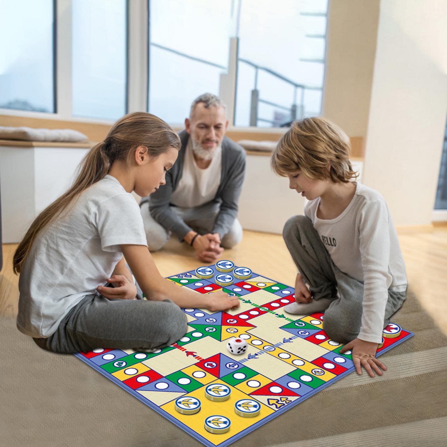 Flying Chess Game Carpet - Large Play Mat for Kids, Family Board Game Toy with Crawling Mat for Indoor/Outdoor Use - Perfect for Parent-Child Bonding, Parties, Picnics & Interactive Floor Games