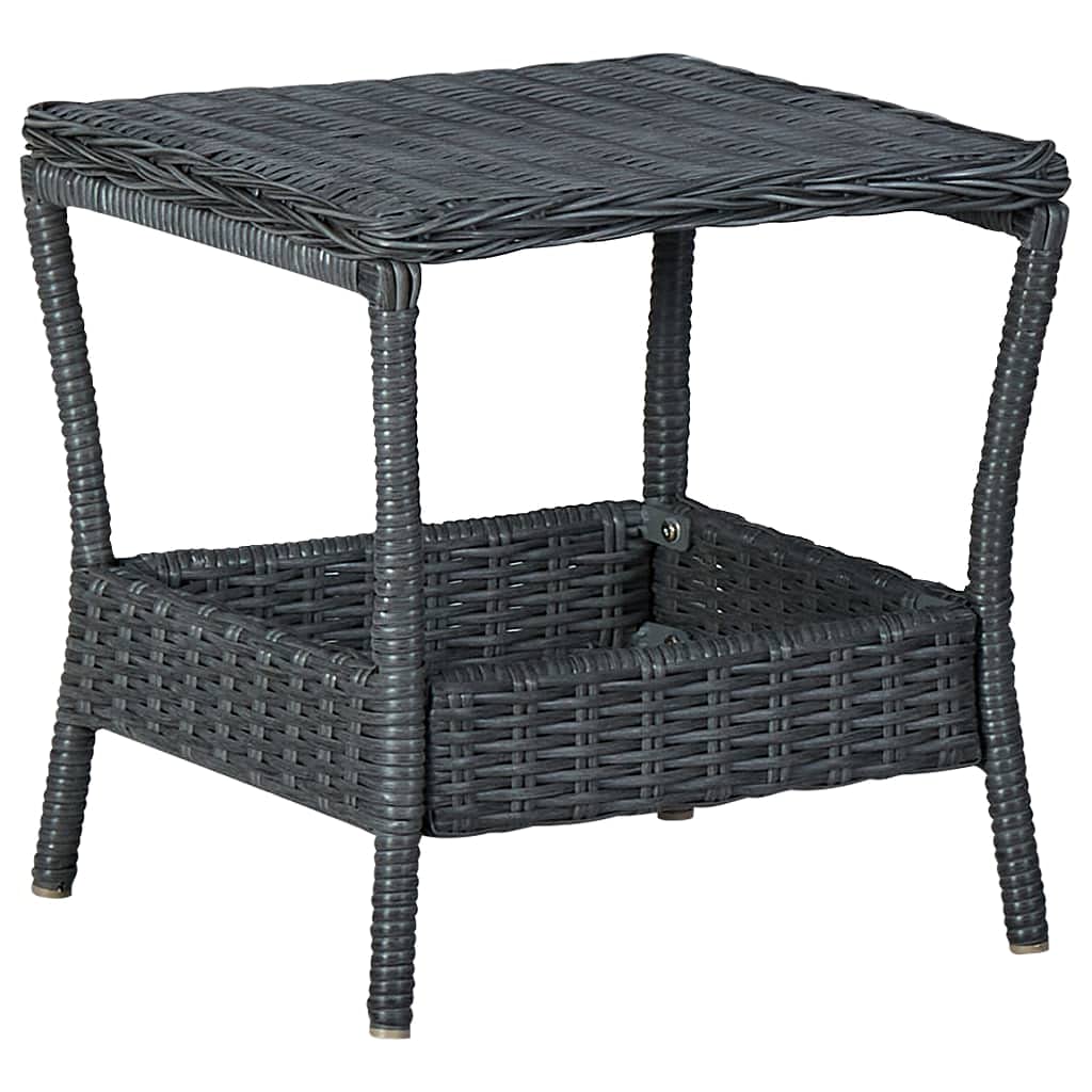 Outdoor Dining Table 17.7x17.7x18.3 Inch - Weatherproof Poly Rattan Bistro Table for Patio, Backyard, Garden - Dark Gray Small Space Furniture for Balcony, Deck & Poolside Dining