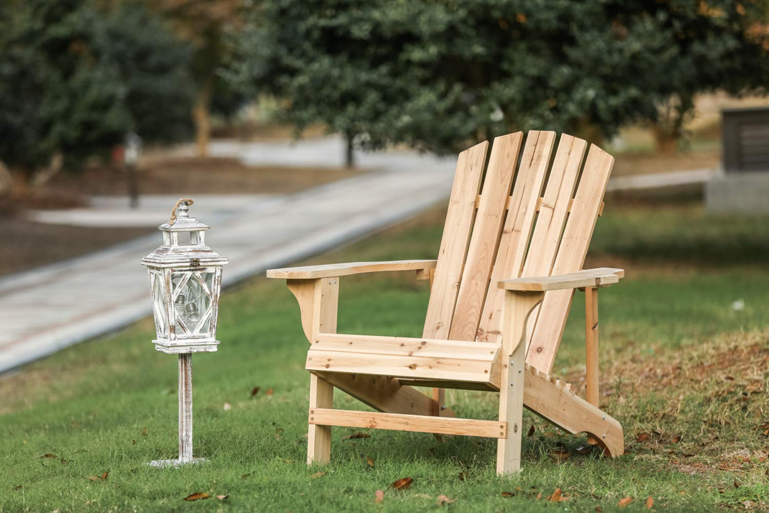 Rustic Style Wooden Adirondack Chair - Outdoor Patio Furniture for Lawn, Porch & Deck - Natural Finish - Perfect for Relaxing in Your Garden or Backyard