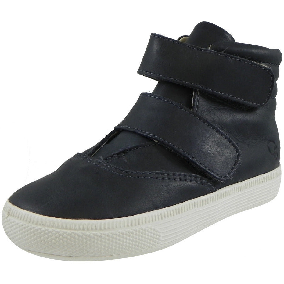 Old Soles 1012 Boys Navy Space High Top Sneakers with Leather Strap - Comfortable School Shoes for Kids, Durable Playground & Everyday Wear Sneakers for Active Boys