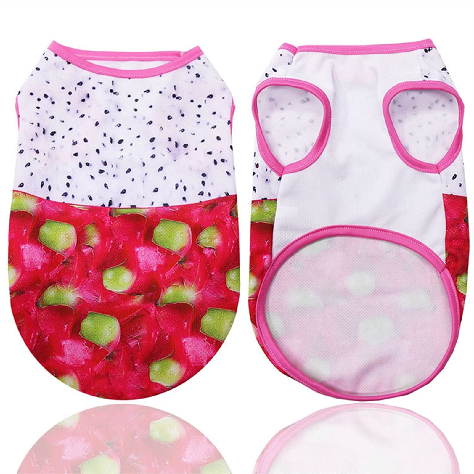 Breathable Summer Pet Dog Vest - Lightweight Cotton Dog Jacket for Small Dogs, Puppies & Bulldogs - Cute Dog Shirt for Cats & Dogs (Dragon Fruit, Small) - Perfect for Outdoor Walks & Indoor Comfort