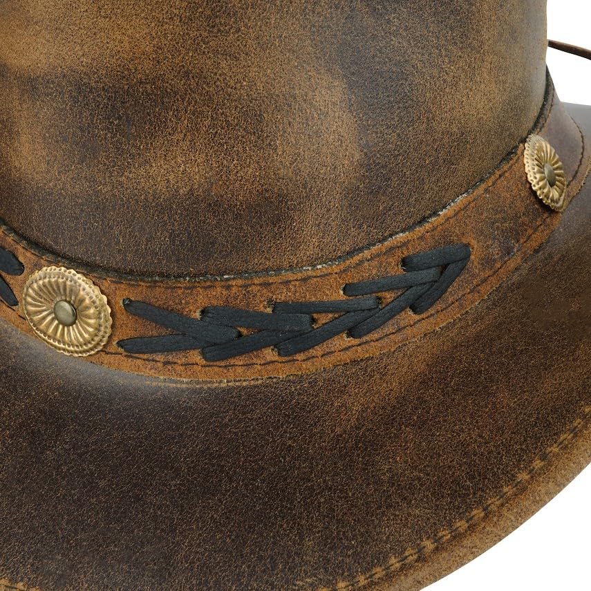 Stylish Leather Cowboy Hat - Adjustable Shape for Outback Style | Unisex Australian Bush Hat for Men & Women | Perfect for Rodeo, Outdoor Adventures & Country Fashion