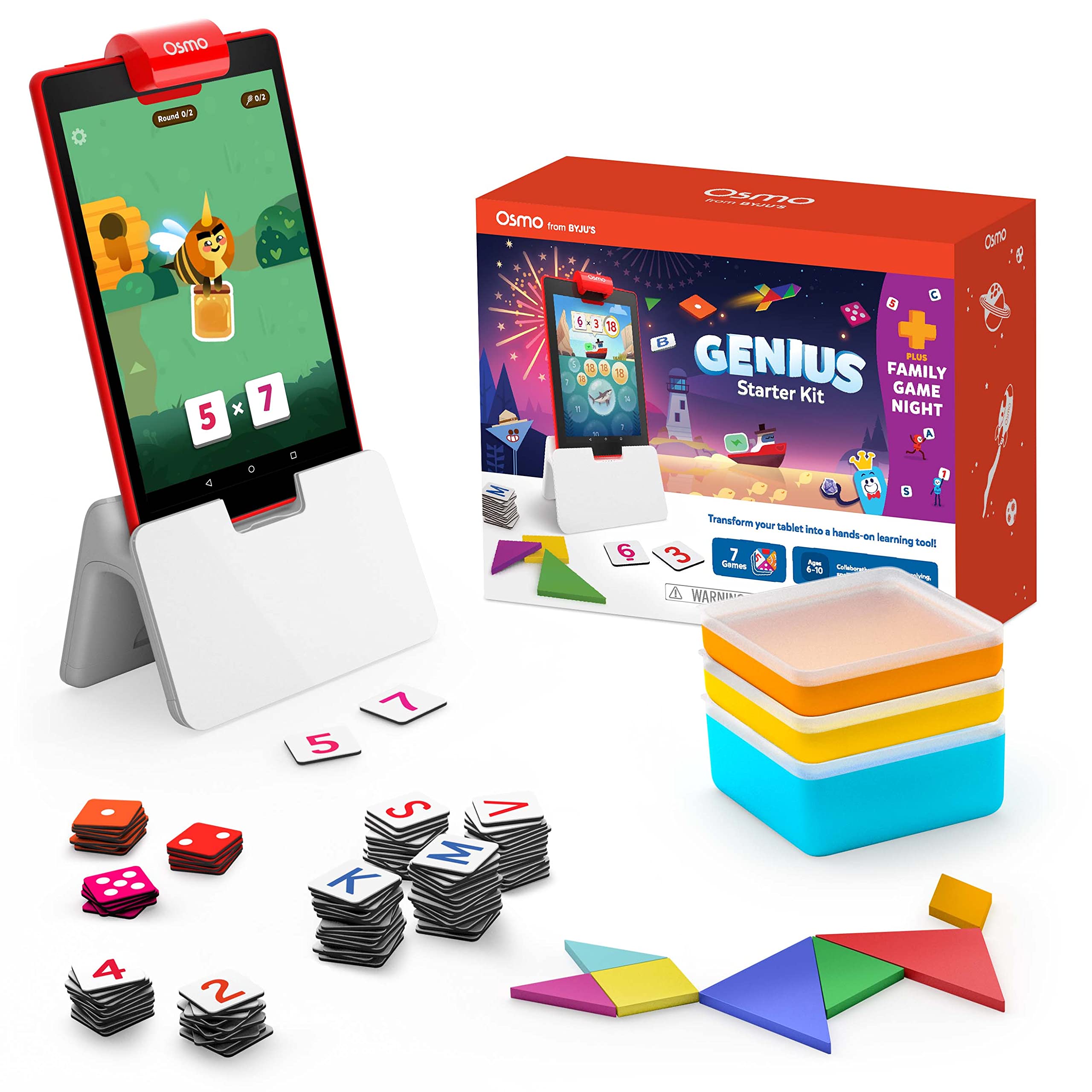 Osmo Genius Starter Kit for Fire Tablet - 7 Educational STEM Learning Games for Kids Ages 6-10 | Spelling, Math, Problem Solving & Creativity | Family Game Night Gift (Fire Tablet Base Included - Amazon Exclusive) | Perfect for Homeschooling, Classroom & Interactive Playtime