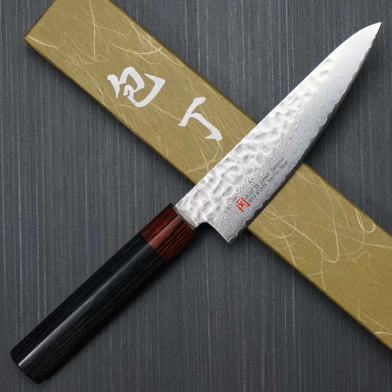 Premium SETO 33-Layer Hammered Nickel Damascus VG10 Santoku Knife 150mm (6 Inch) - Japanese Kitchen Knife for Slicing, Dicing & Chopping Vegetables, Fruits & Meat - Perfect for Home Chefs & Culinary Enthusiasts
