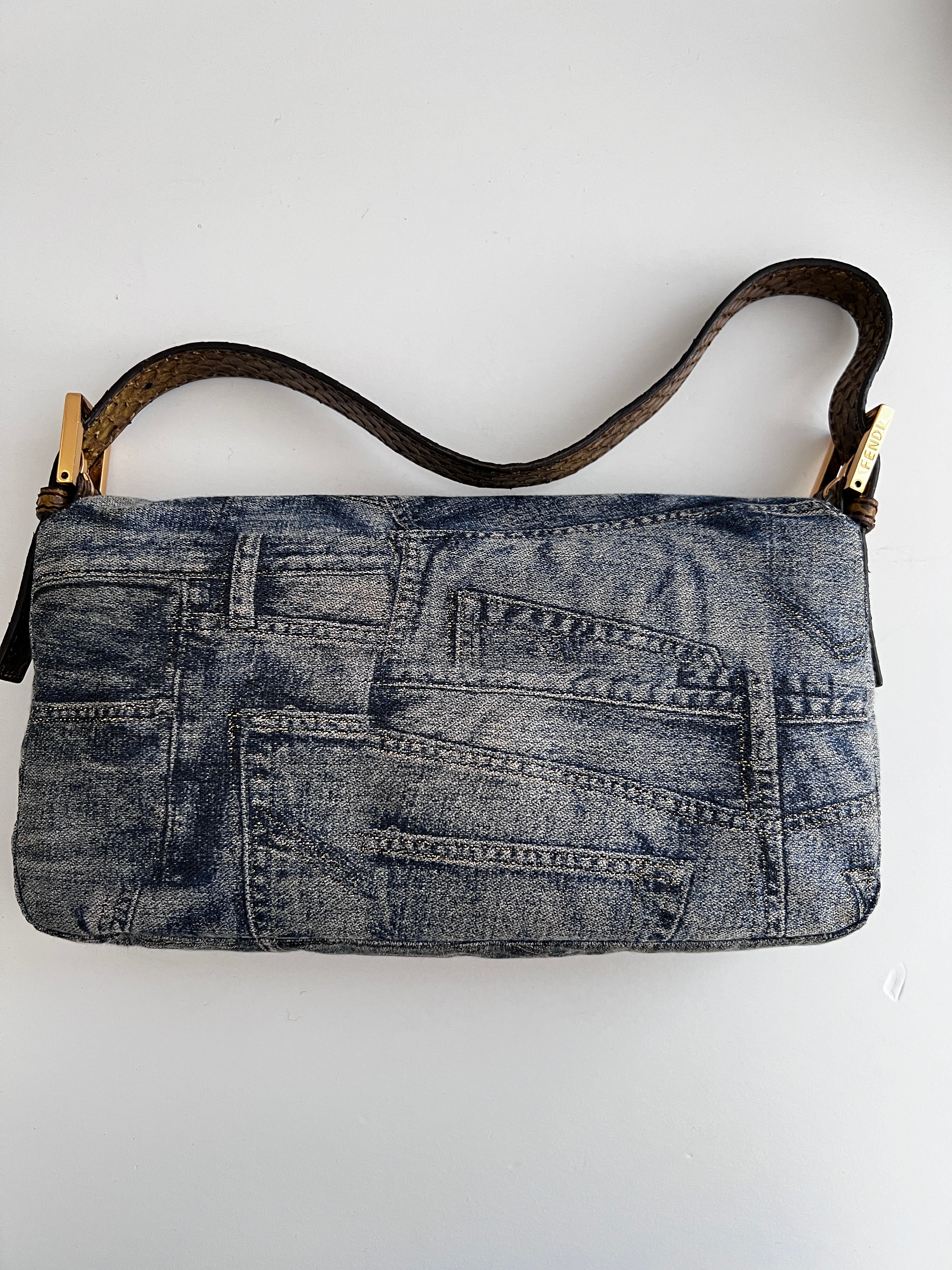 Fendi Denim Baguette Bag - Luxury Designer Crossbody Handbag for Women | Perfect for Casual Outings, Shopping & Travel