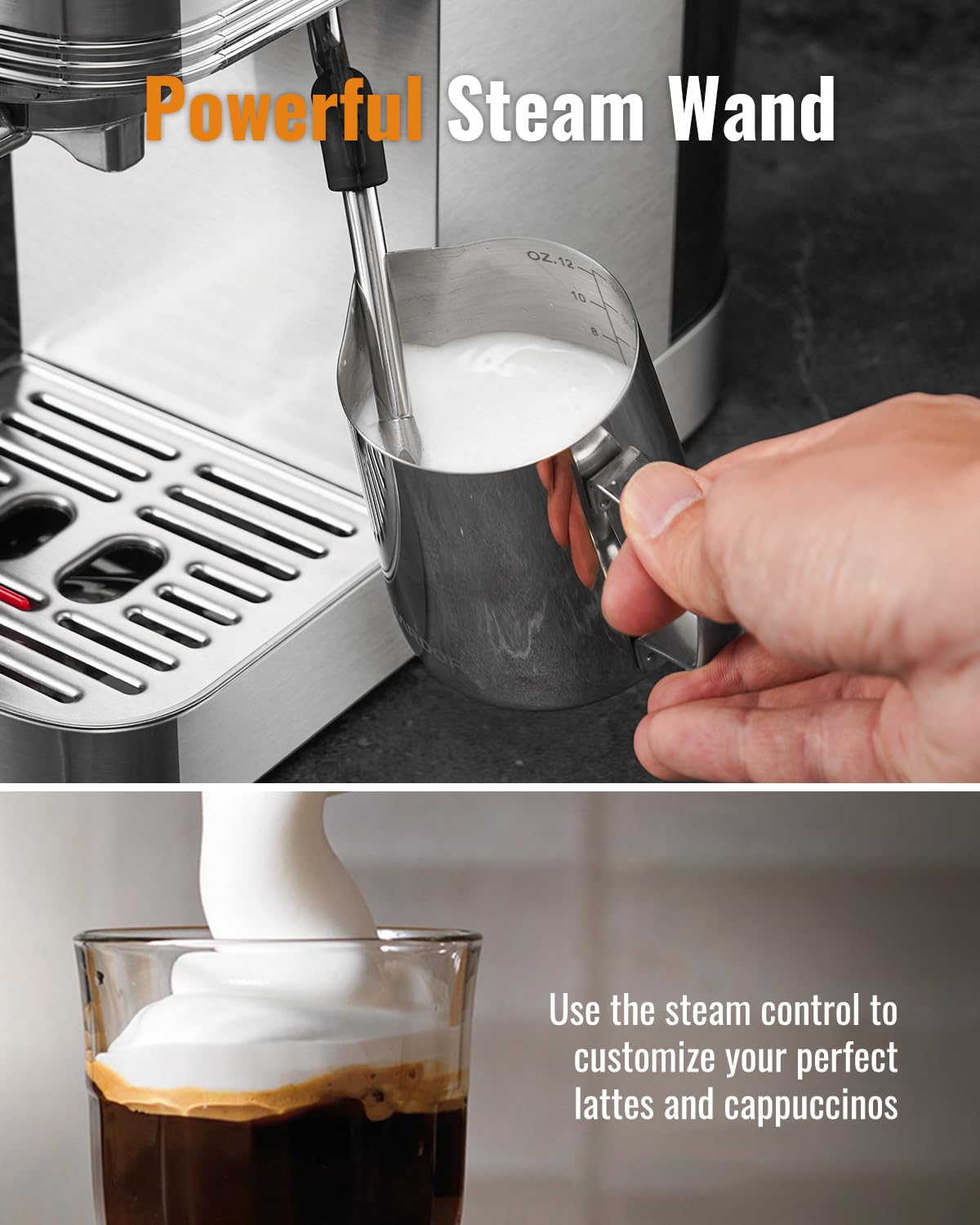 SHARDOR 20 Bar Professional Espresso Machine with Milk Frother & Touchscreen, Adjustable Temperature for Perfect Cappuccino & Latte - Ideal for Home Baristas & Coffee Lovers