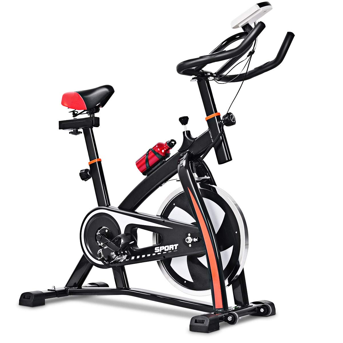 Goplus Adjustable Exercise Bike with Heart Rate Sensors & LCD Display - Professional Stationary Indoor Cycling Bike for Home & Gym - Perfect for Cardio Workouts, Weight Loss & Fitness Training