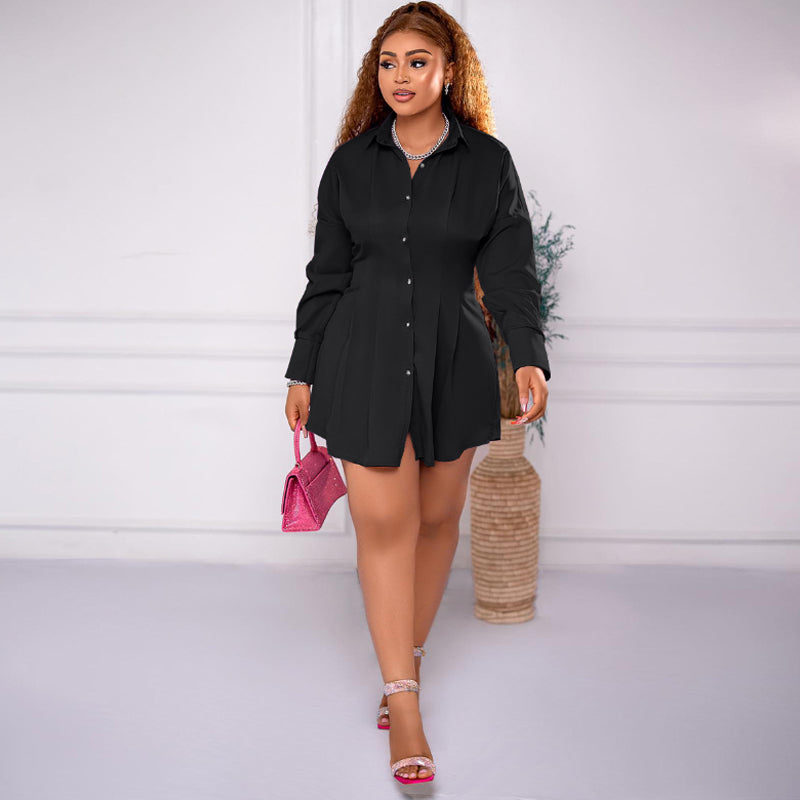 Stylish Lantern Sleeve Asymmetrical Shirt Dress for Women | Trendy Office & Casual Wear | Perfect for Work, Date Night & Weekend Outfits