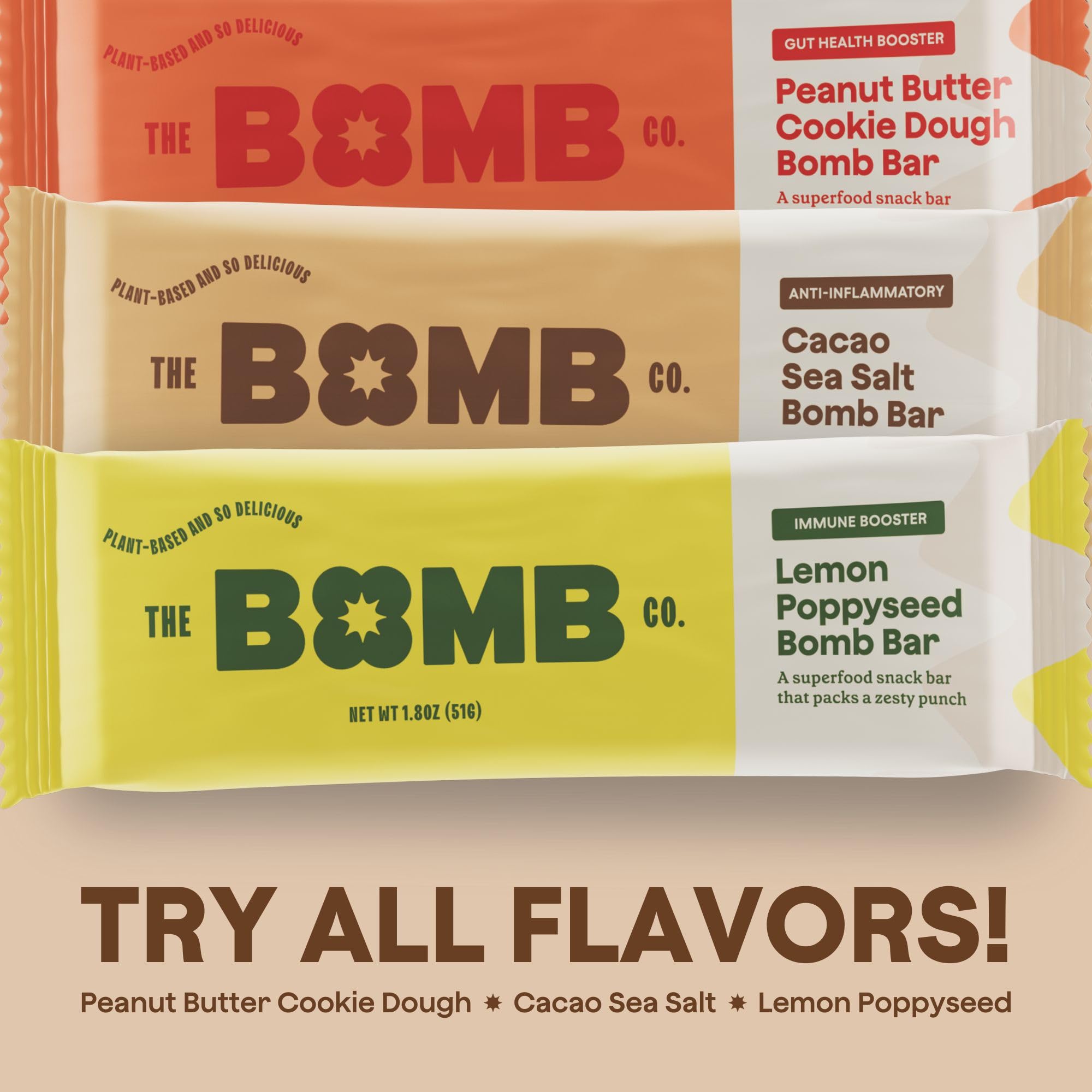 The Bomb Co. Blender Bomb Bar - Cacao Sea Salt Superfood Snack Bar with Almond Butter, Hemp, Chia & Flax Seeds | Vegan Chocolate Chips & Antioxidant-Rich Cacao Powder | Gluten-Free Energy Bars (9 Count) - Perfect for Post-Workout Recovery & Healthy On-the-Go Snacking
