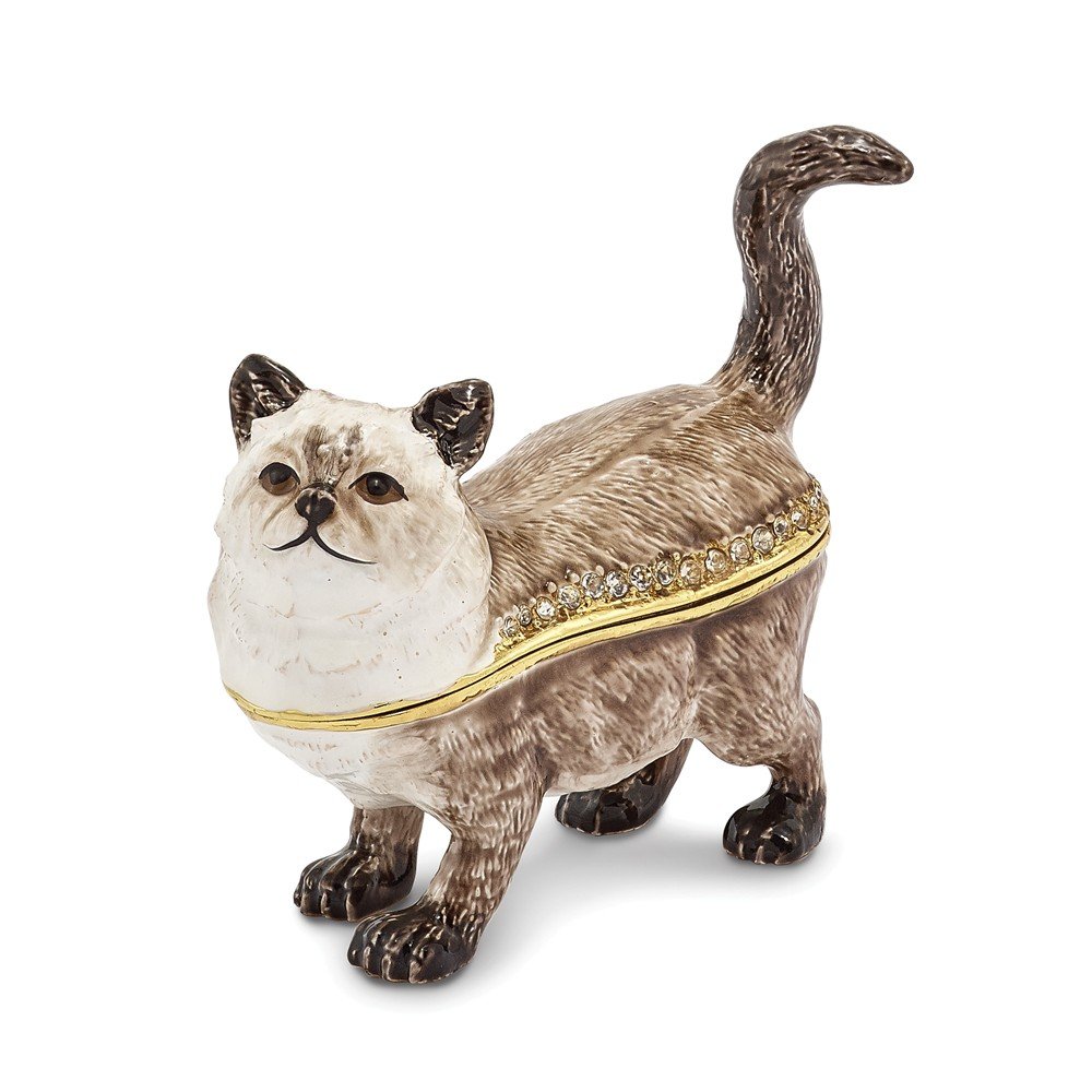 Sonia Jewels LAYSA Himalayan Cat Trinket Box 2.5 Inch - Handcrafted Resin Jewelry Storage Box for Rings, Necklaces & Small Keepsakes - Perfect Gift for Cat Lovers & Home Decor