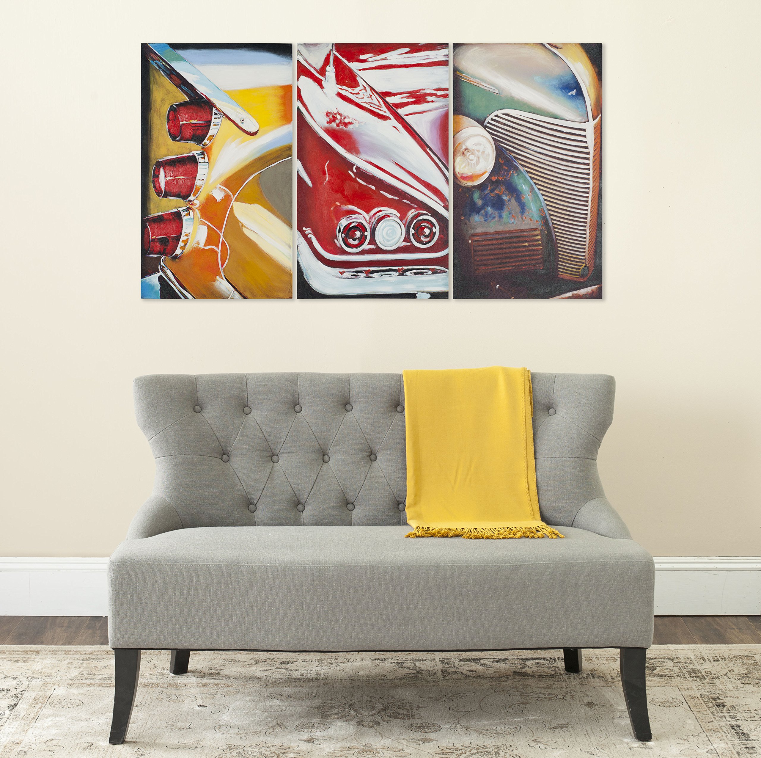 Safavieh Art Collection Auto Legends Triptych Wall Art - Vintage Car Canvas Prints for Home & Office Decor - Perfect for Living Room, Bedroom, or Man Cave