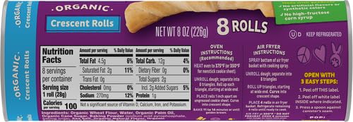Organic Crescent Rolls by Annie's - 8 Pack (8 oz) | Refrigerated Dough for Easy Baking, Perfect for Breakfast, Parties & Holiday Meals