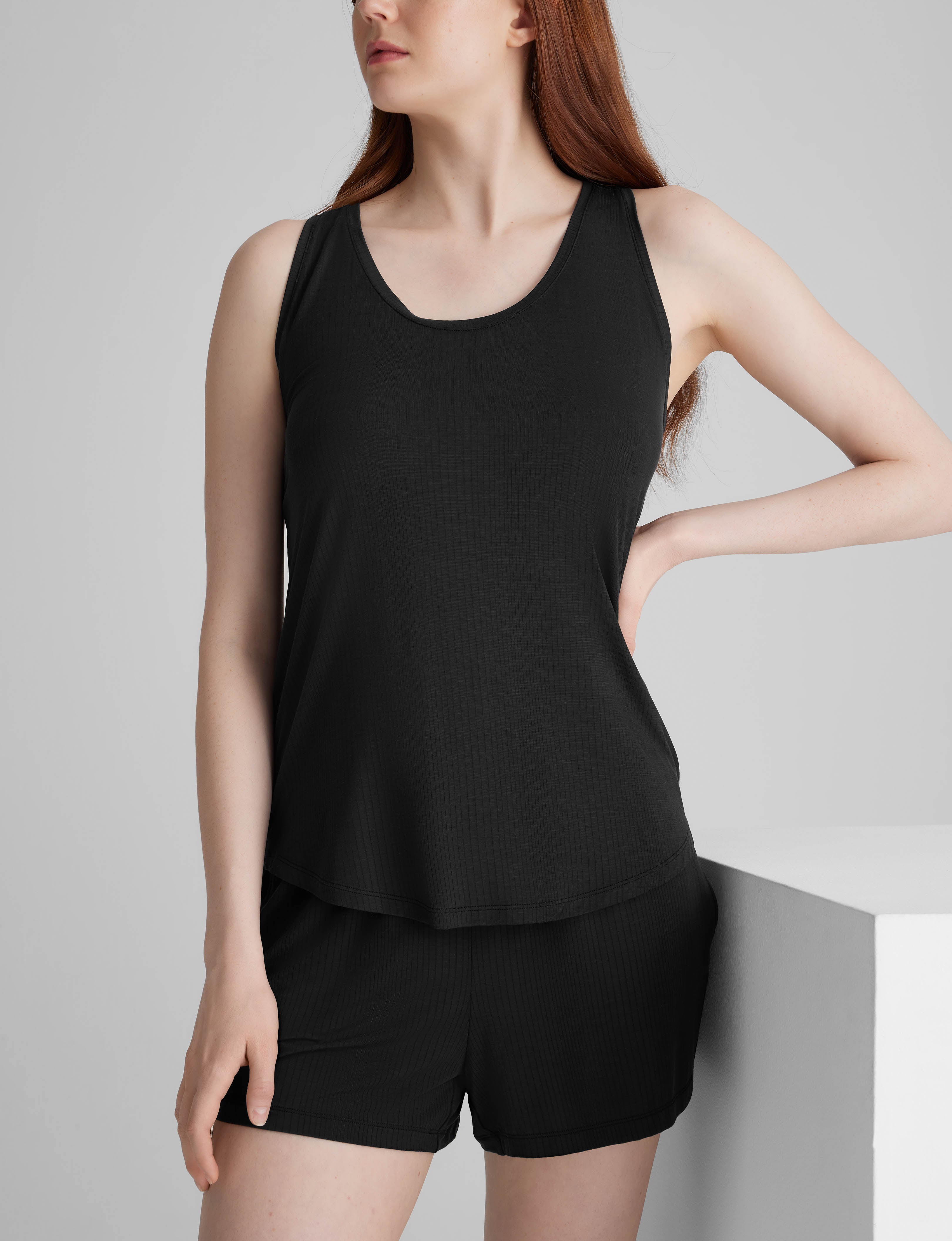 Women's Second Skin Luxe Rib Sleep Tank - Soft Comfortable Sleepwear for Nightwear & Lounge - Perfect for Bedtime, Relaxing at Home, and Travel