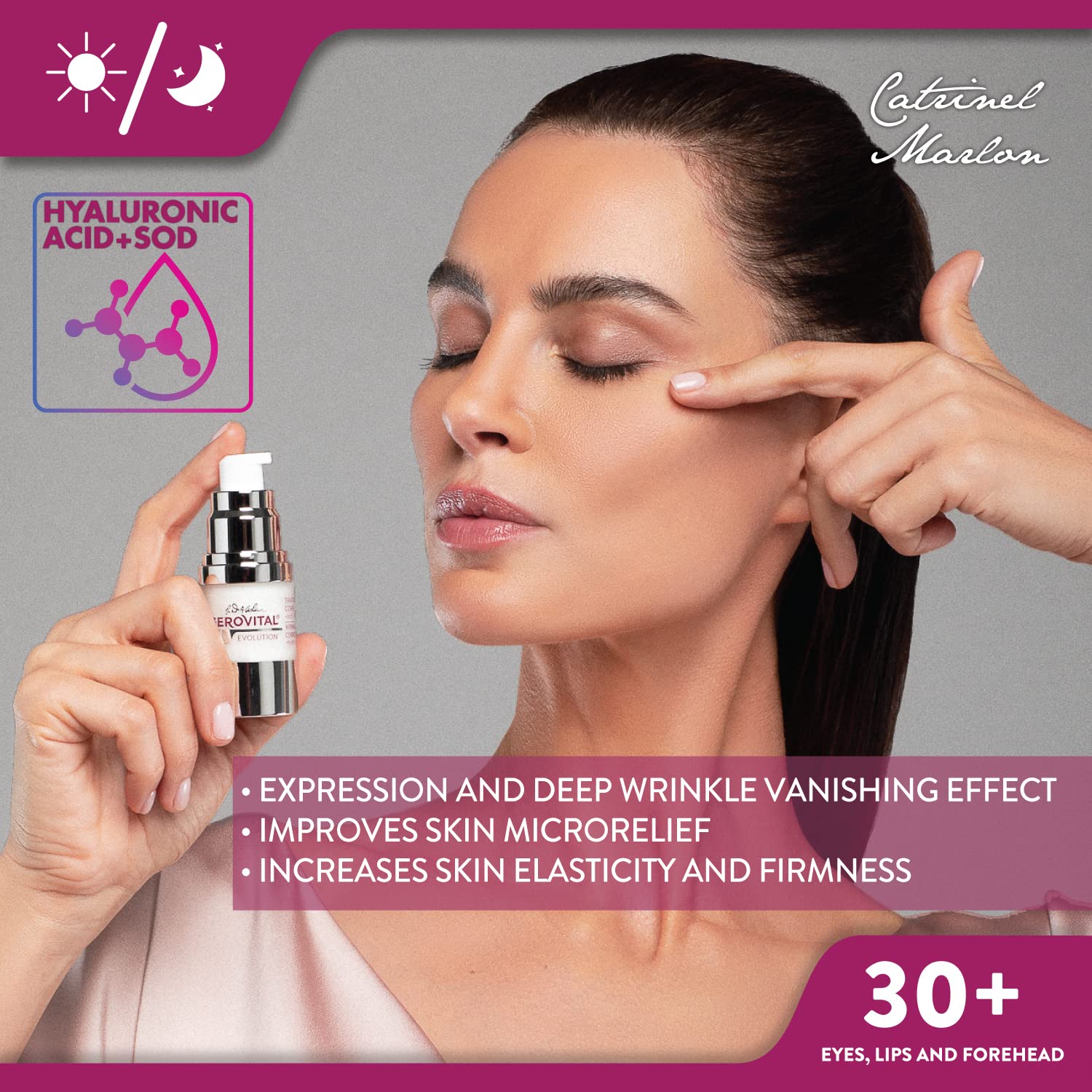 Anti-Aging Wrinkle Correction Treatment for Eyes, Lips & Forehead - Hyaluronic Acid, Vitamin A & E Formula - Deep Wrinkle Reduction & Skin Elasticity Booster - Gerovital H3 Evolution (15ml) - Perfect for Nighttime Skincare Routine & Daily Anti-Aging Regimen